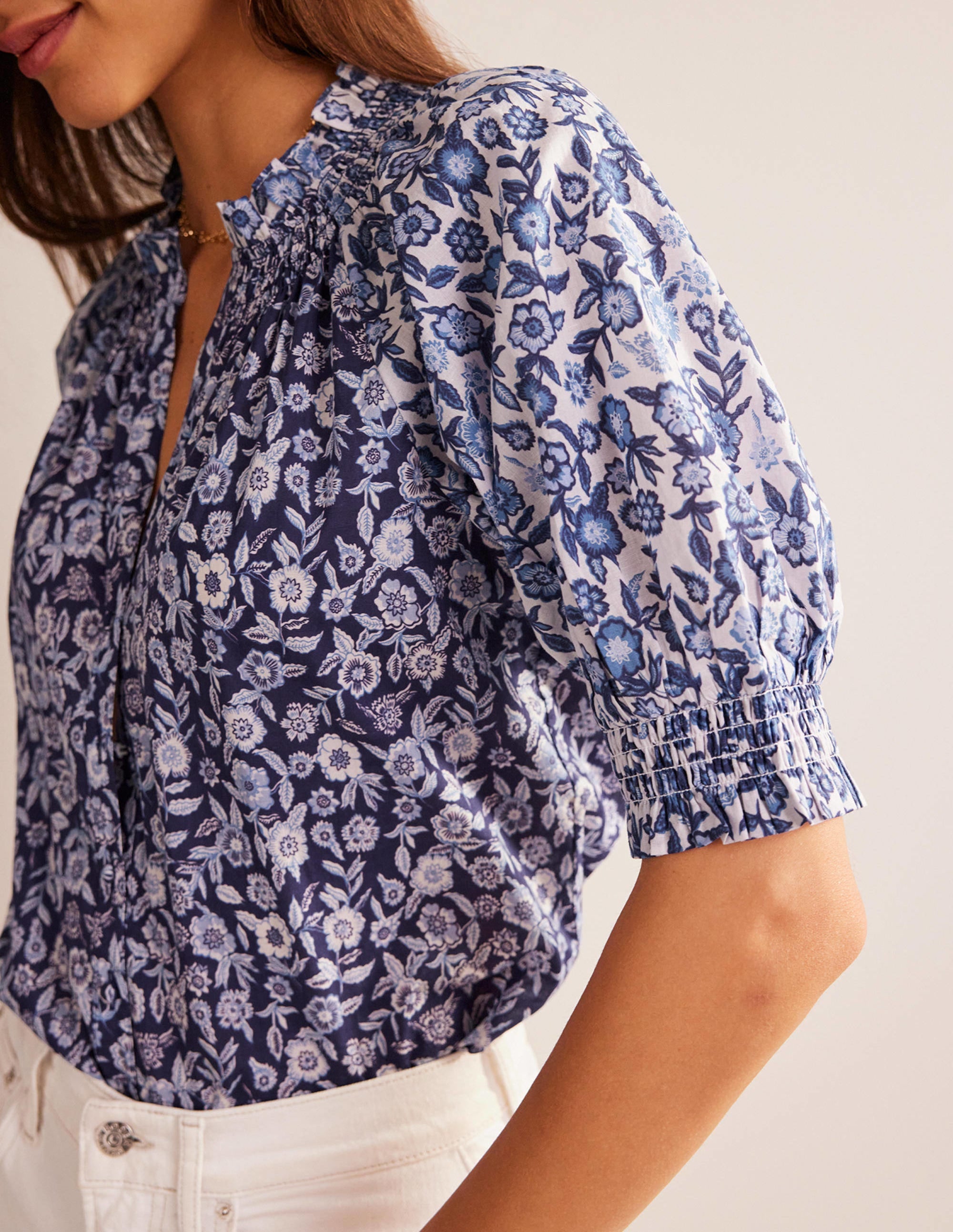 Isla Remix Top-Porcelain Blue, Pansy Bloom - Image 2