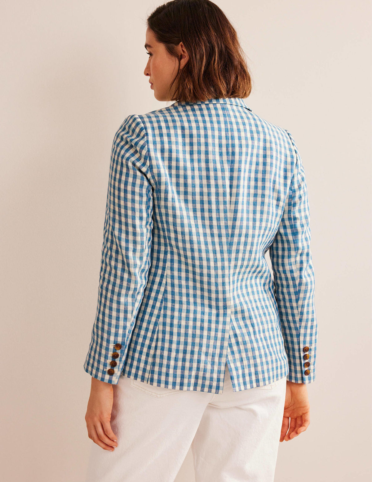 The Cambridge Linen Blazer-Blue and White Gingham - Image 6