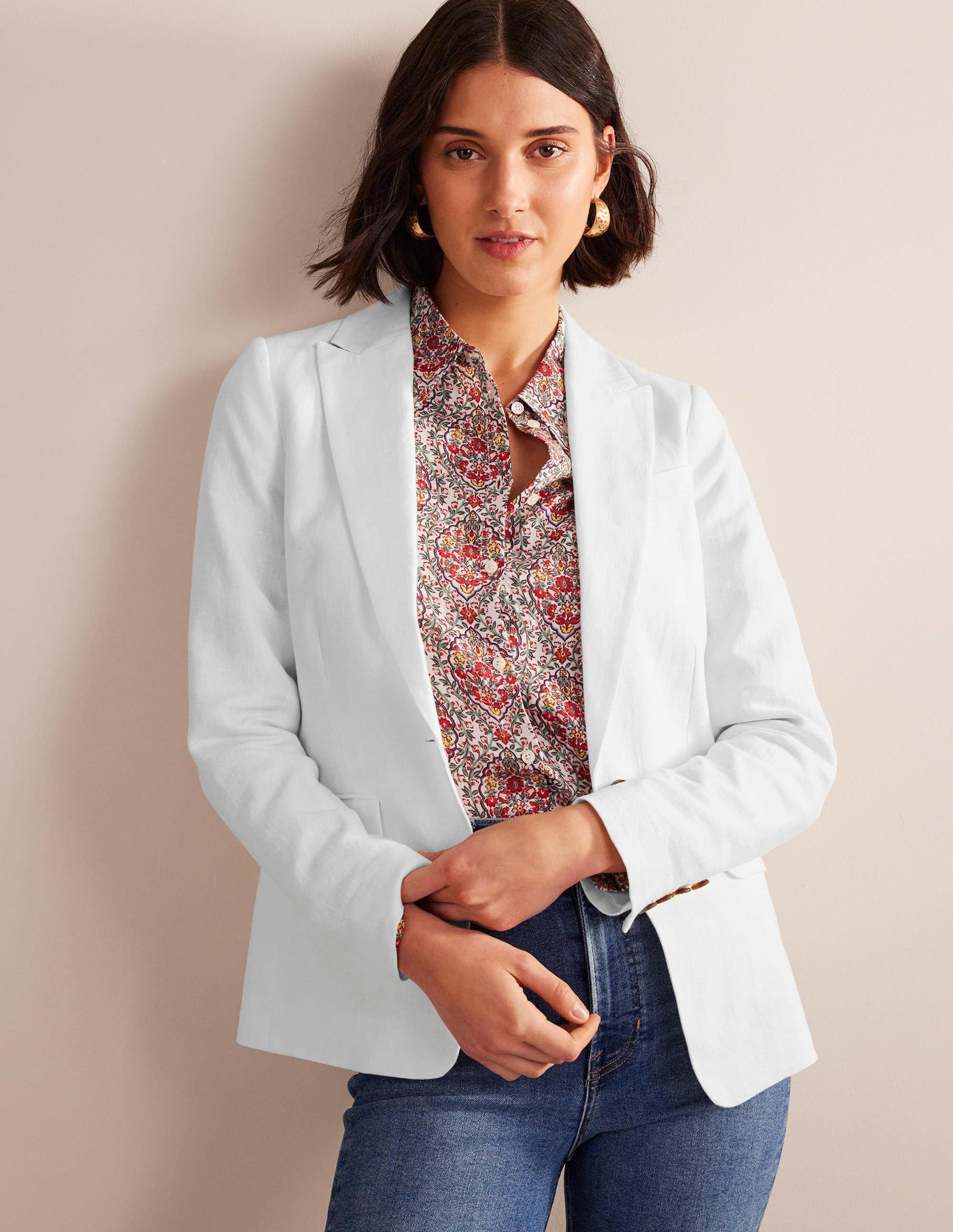 The Cambridge Linen Blazer-White - Image 3