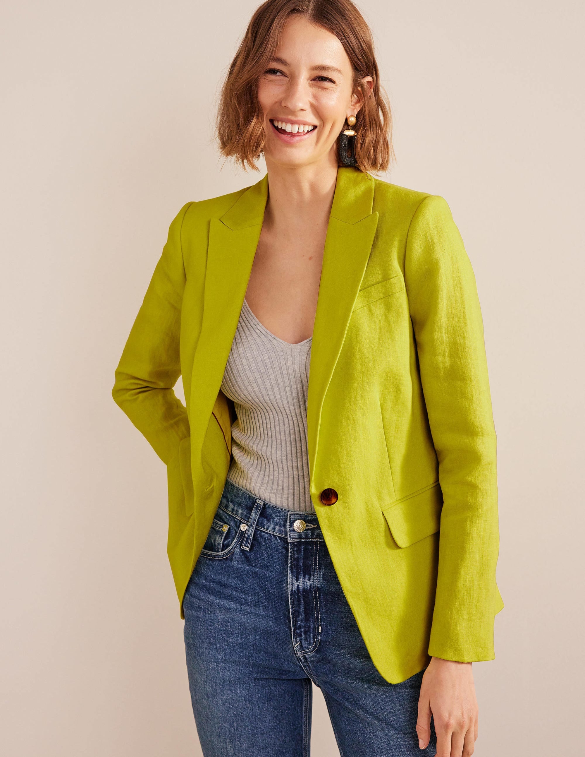 The Cambridge Linen Blazer-Citrus - Image 1