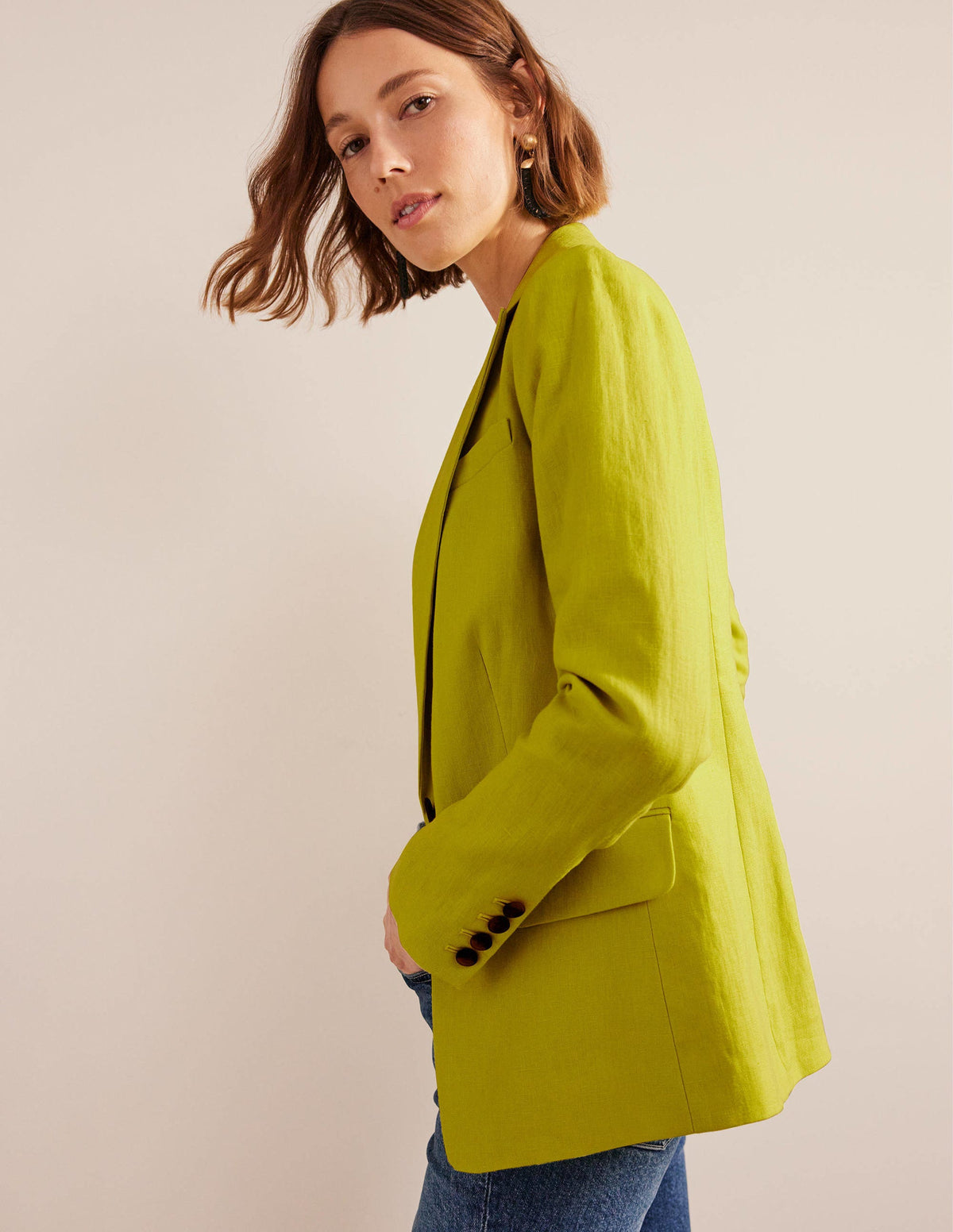 The Cambridge Linen Blazer-Citrus-4