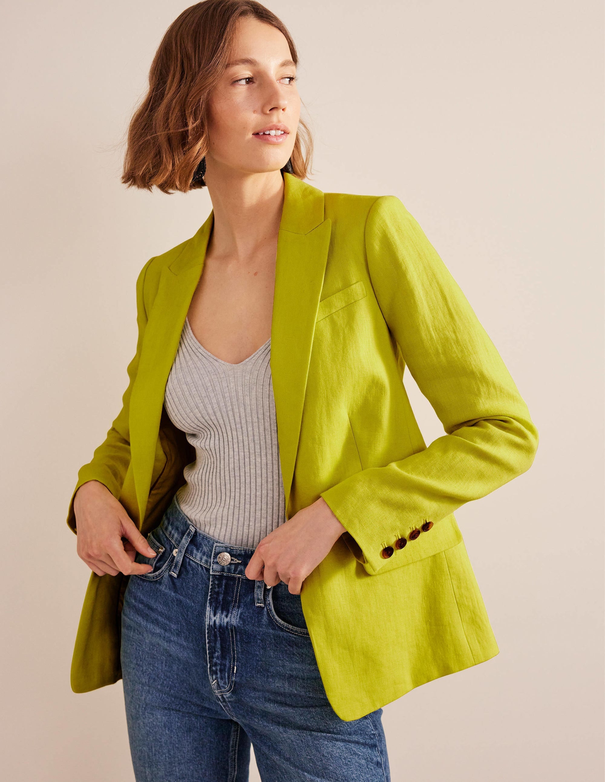 The Cambridge Linen Blazer-Citrus - Image 5