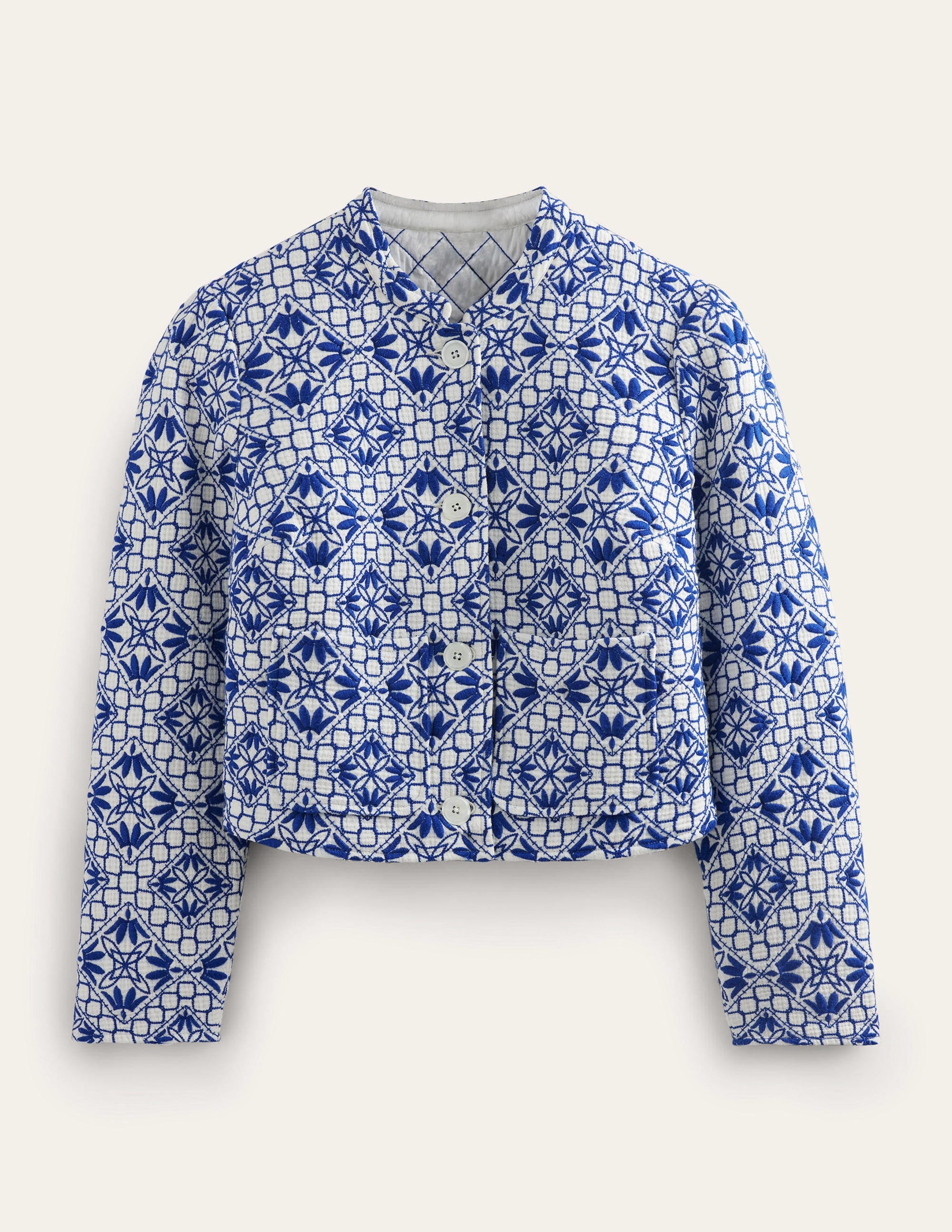 Textured Nehru Jacket-Blue Embroidered - Image 6