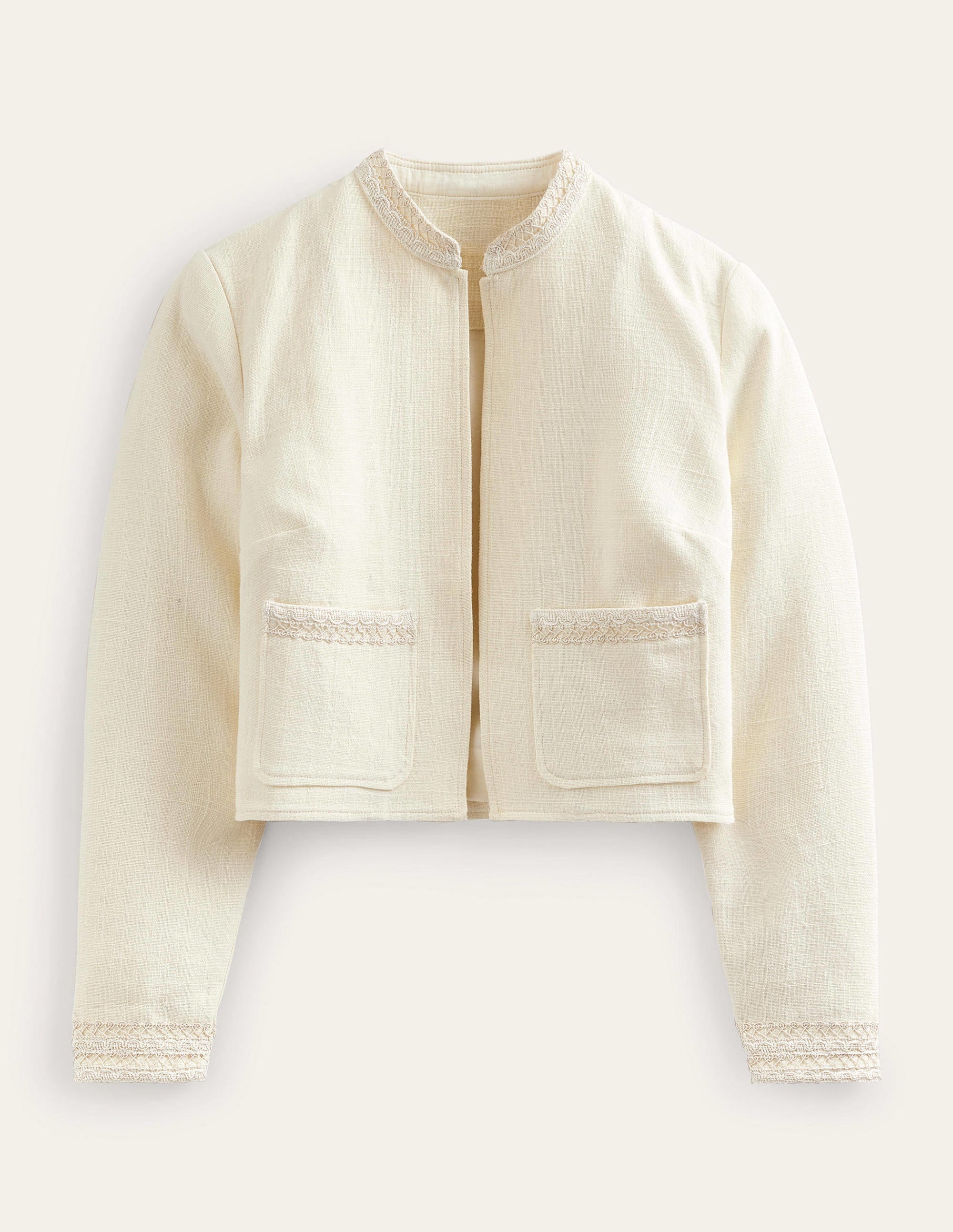 Cropped Cotton Jacket-IVORY - Image 5