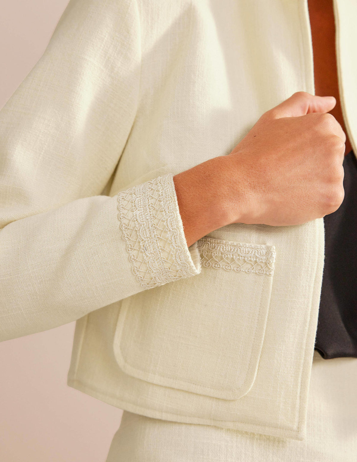 Cropped Cotton Jacket-IVORY - Image 2