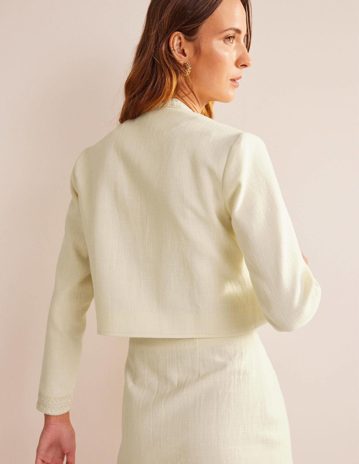 Cropped Cotton Jacket-IVORY-3