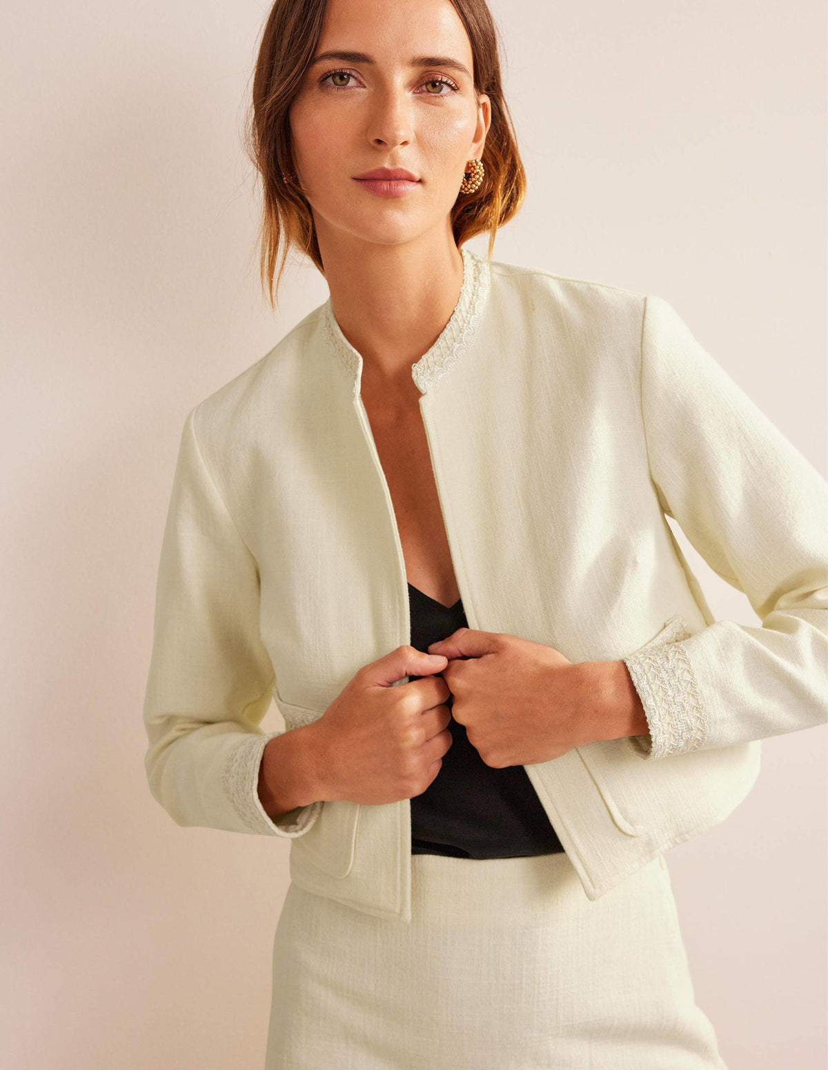 Cropped Cotton Jacket-IVORY-4