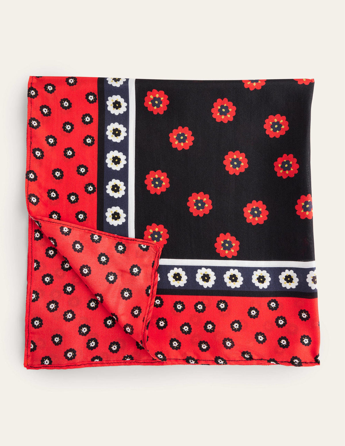 Silk Scarf-Black, Petunia Bud-2