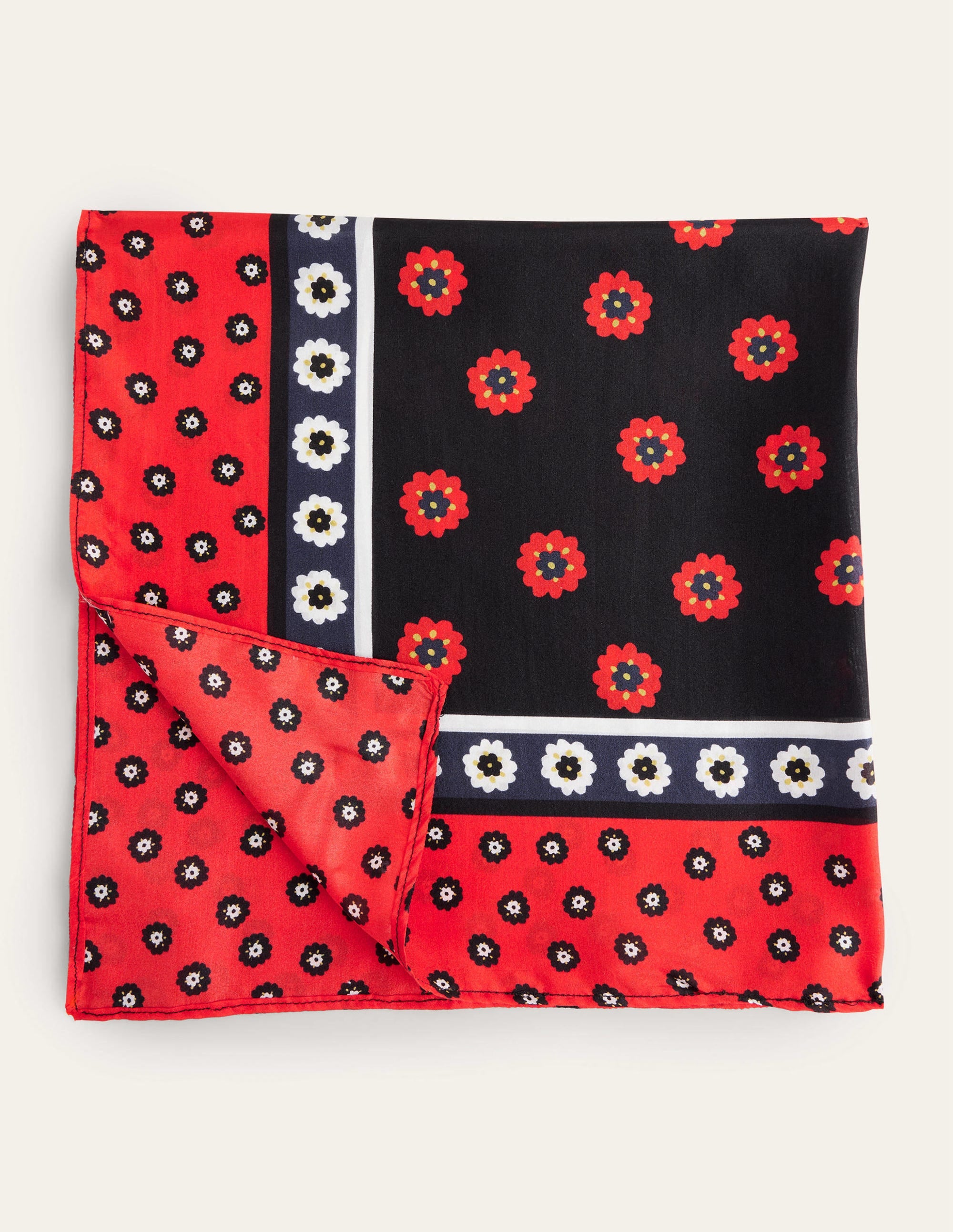 Silk Scarf-Black, Petunia Bud - Image 2