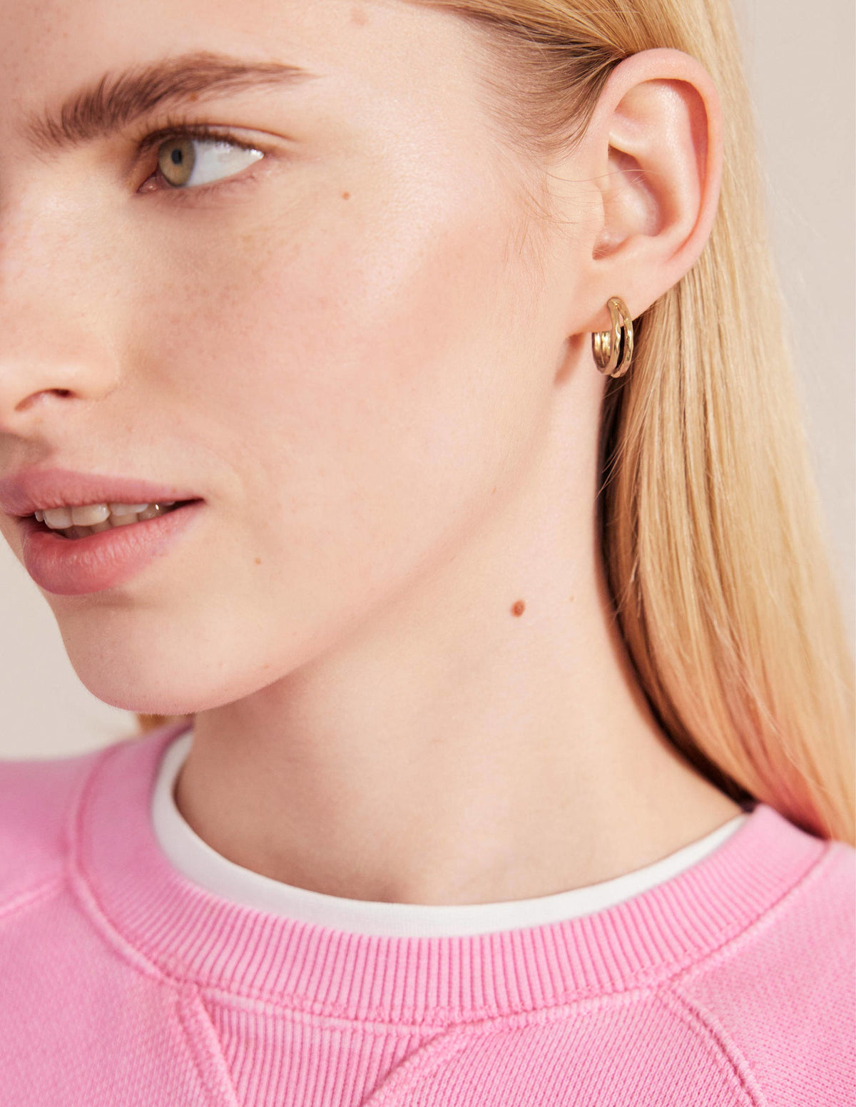 Small Double Hoop Earrings-Gold-1