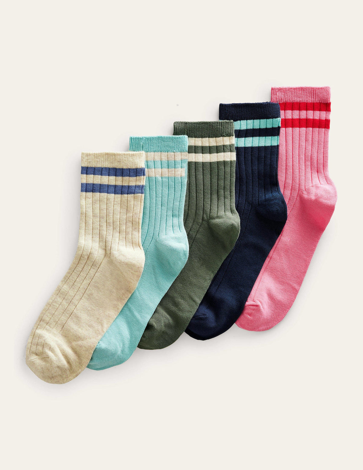 Five Pack Crew Socks-Multi, Bold-1