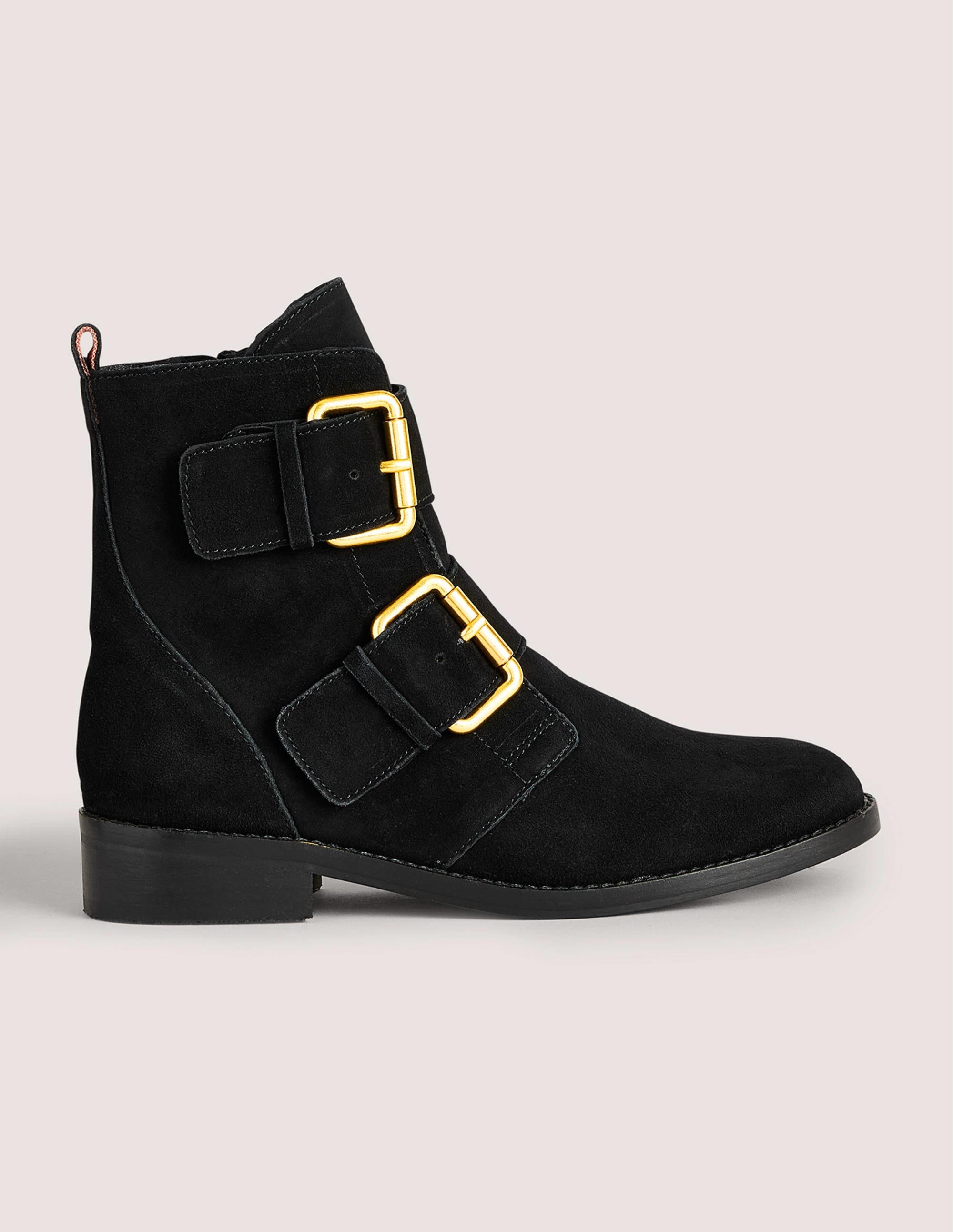 Double Buckle Ankle Boots-Black - Image 1