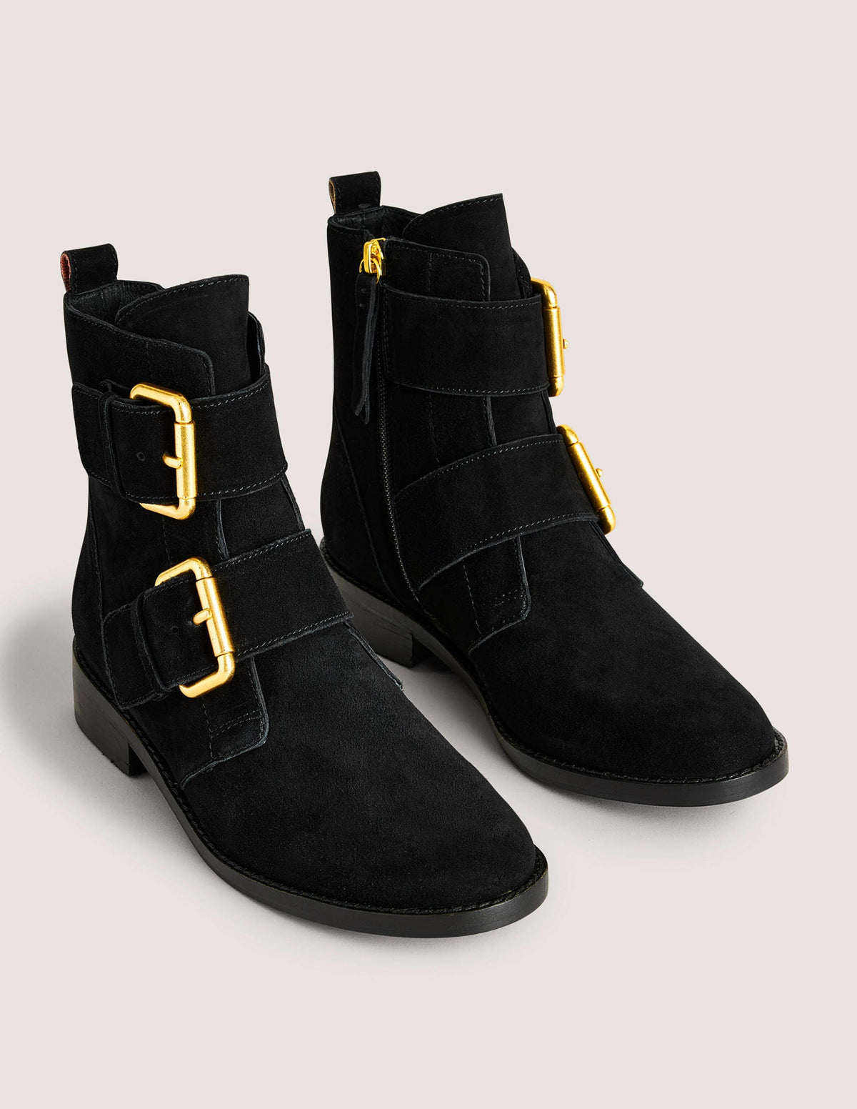 Double Buckle Ankle Boots-Black - Image 2