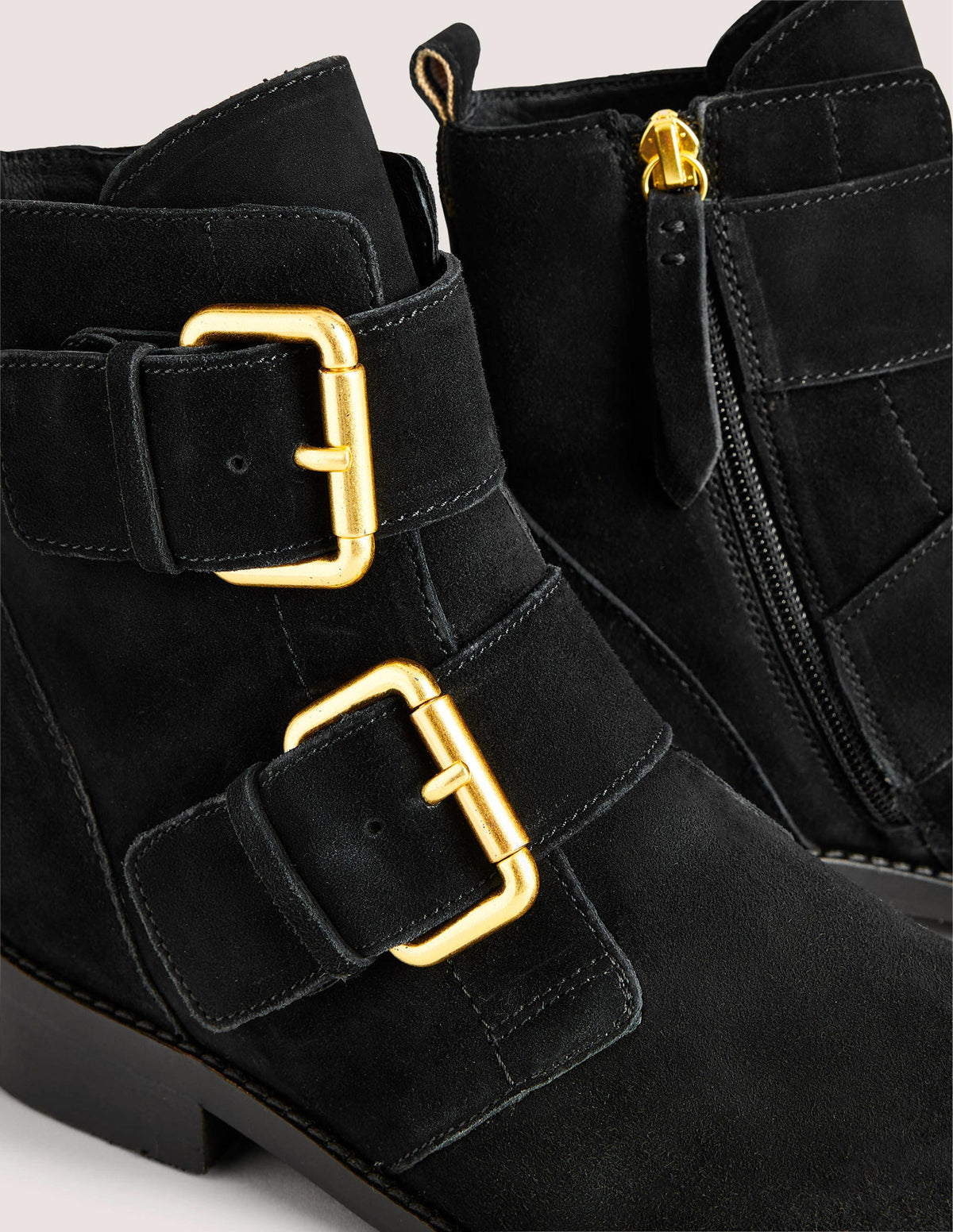 Double Buckle Ankle Boots-Black - Image 3