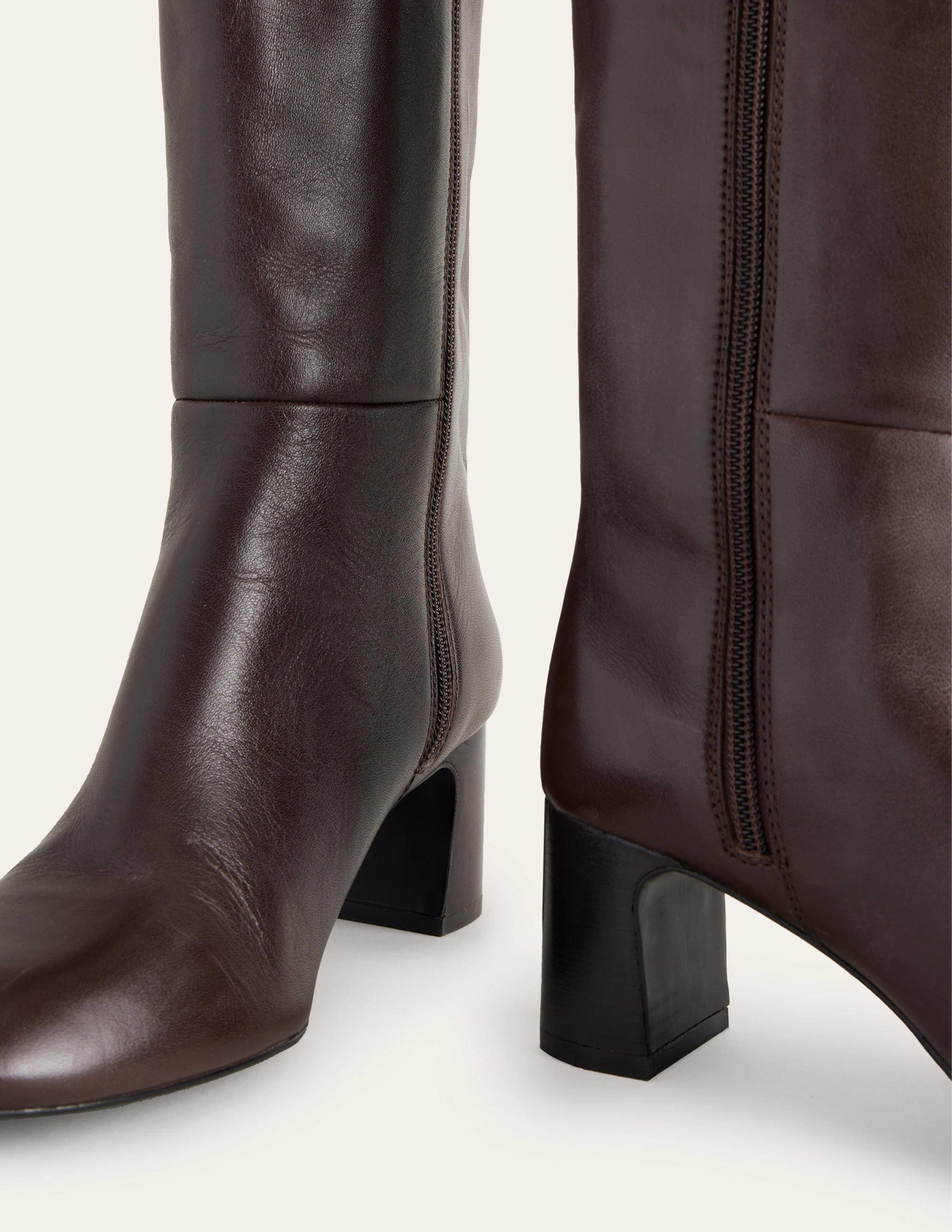 Erica Knee High Leather Boots-Chocolate Leather - Image 6