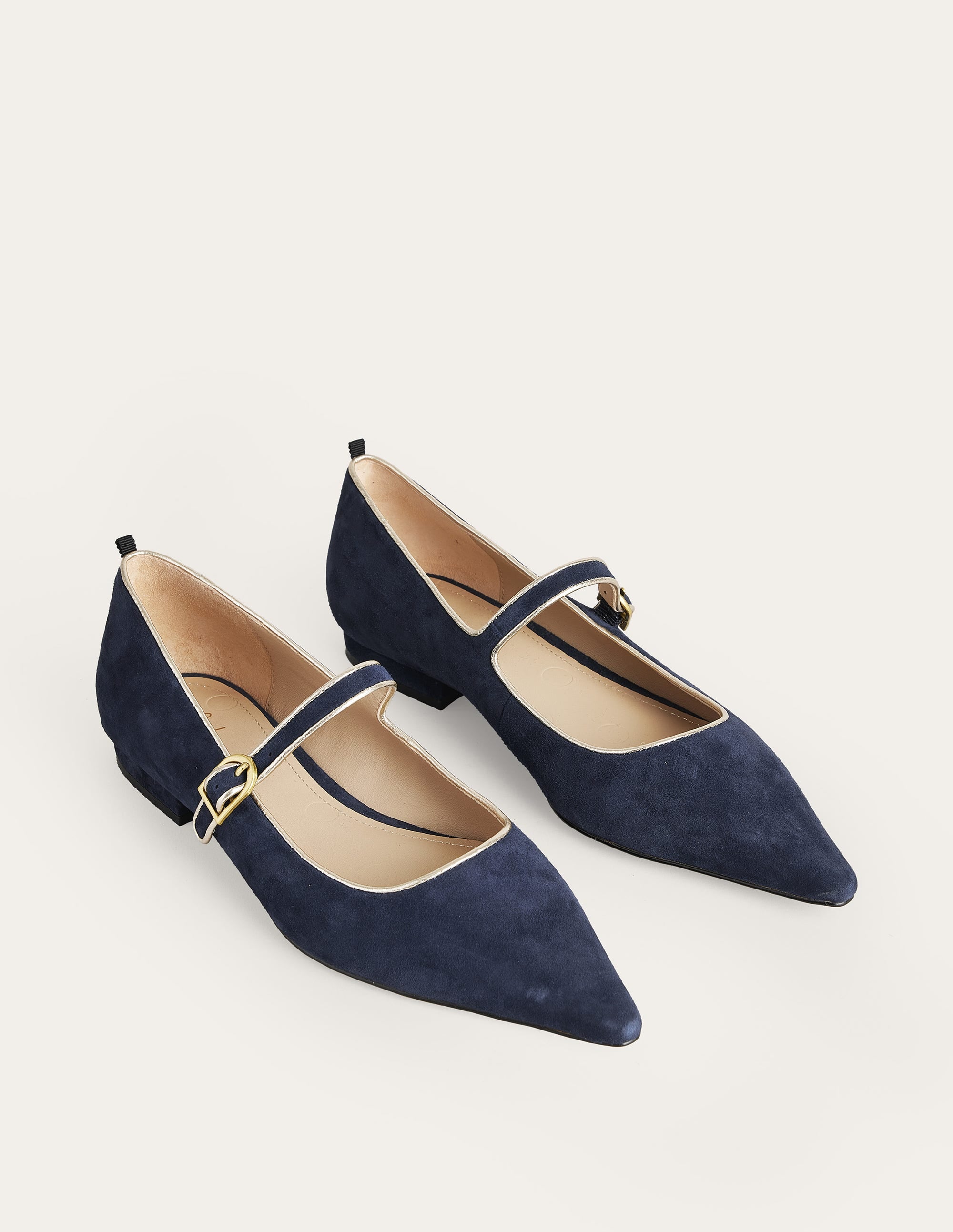 Pointed Toe Mary Jane Shoes-Navy - Image 2