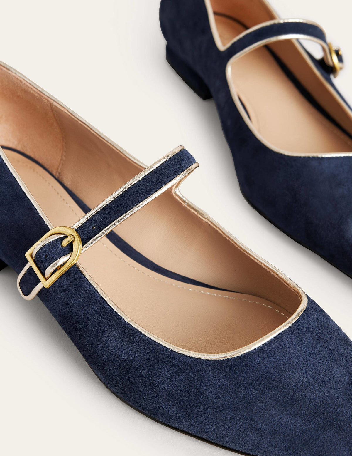 Pointed Toe Mary Jane Shoes-Navy - Image 3
