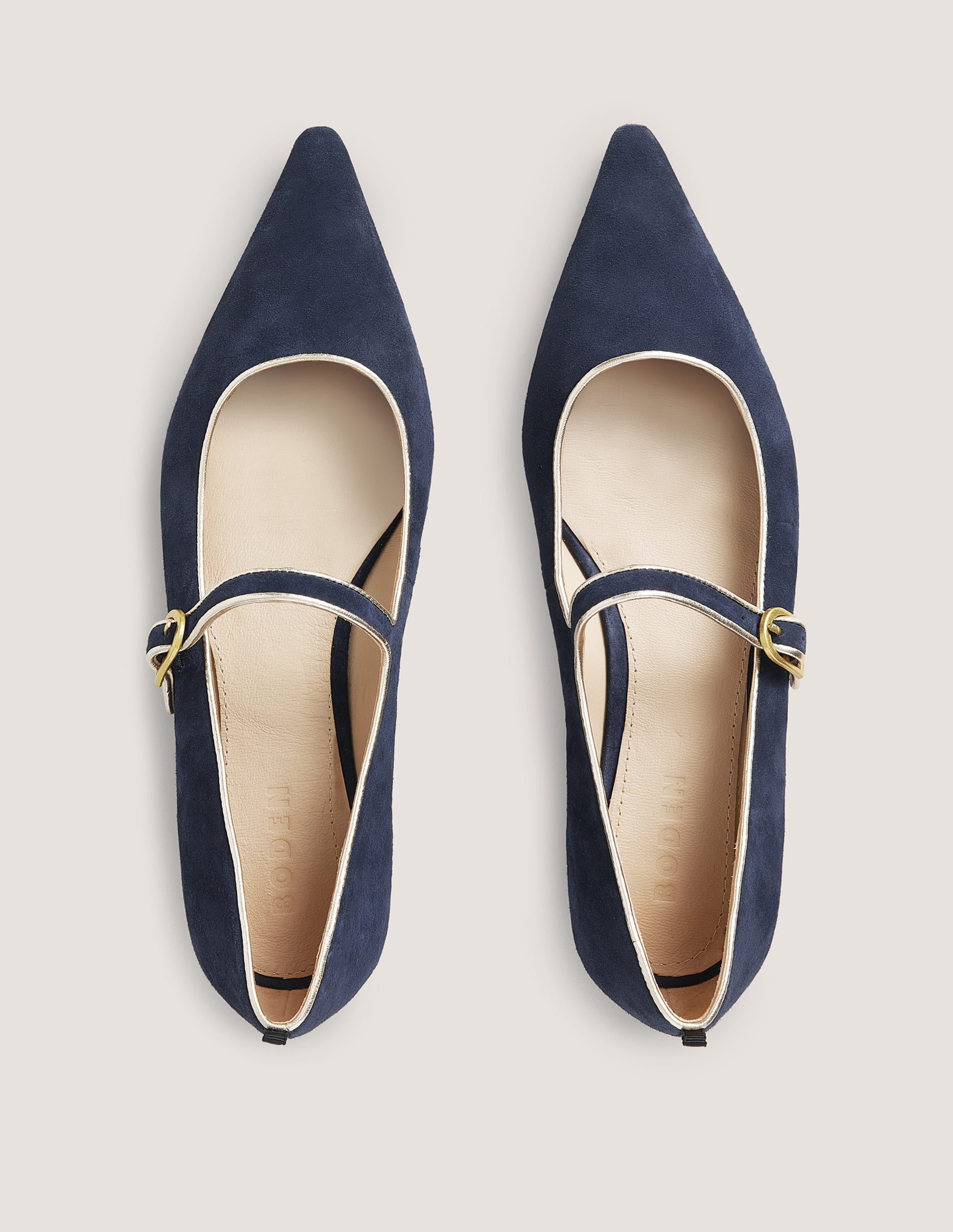 Pointed Toe Mary Jane Shoes-Navy - Image 4