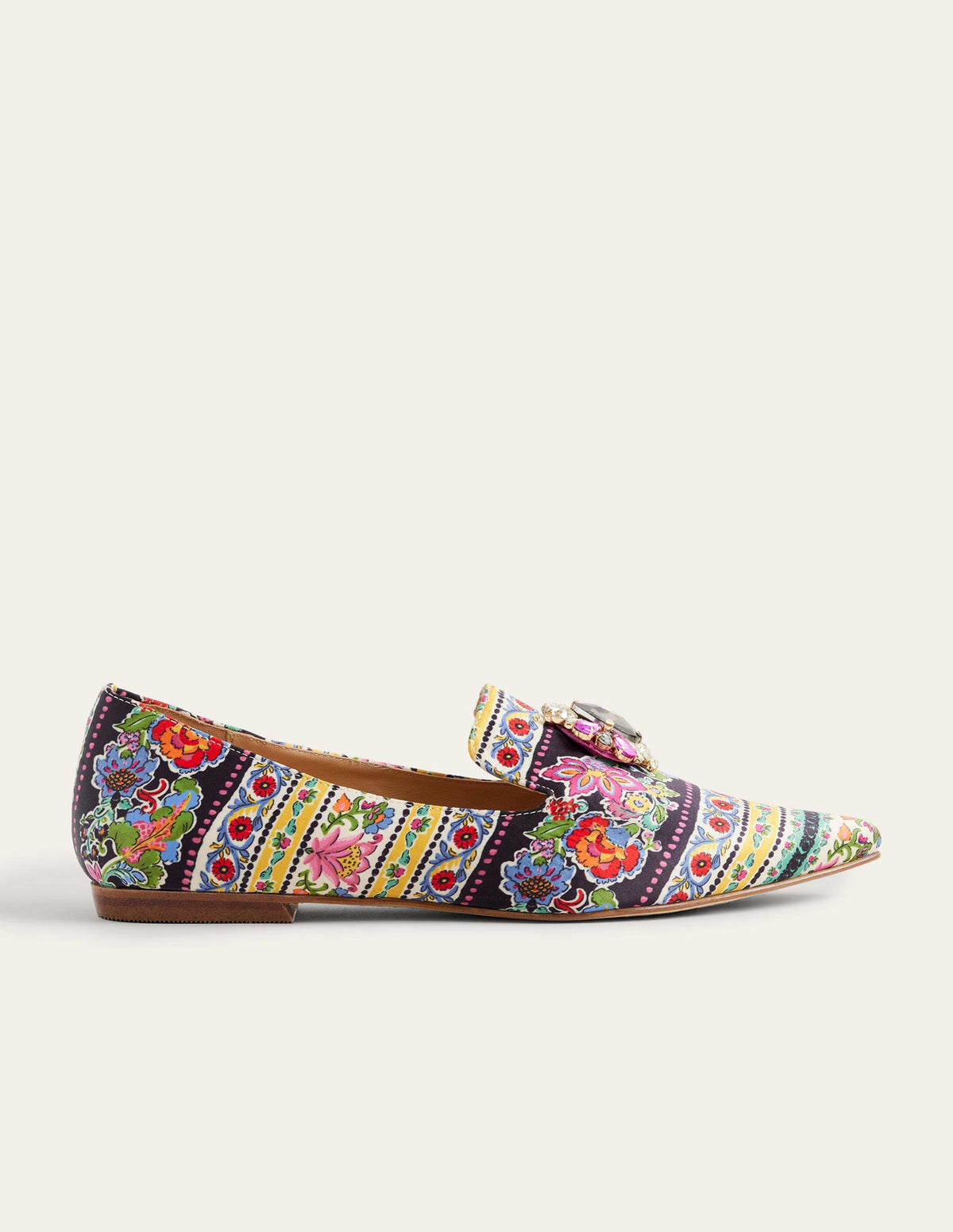Printed Embellished Loafers-Carnation Bloom-1