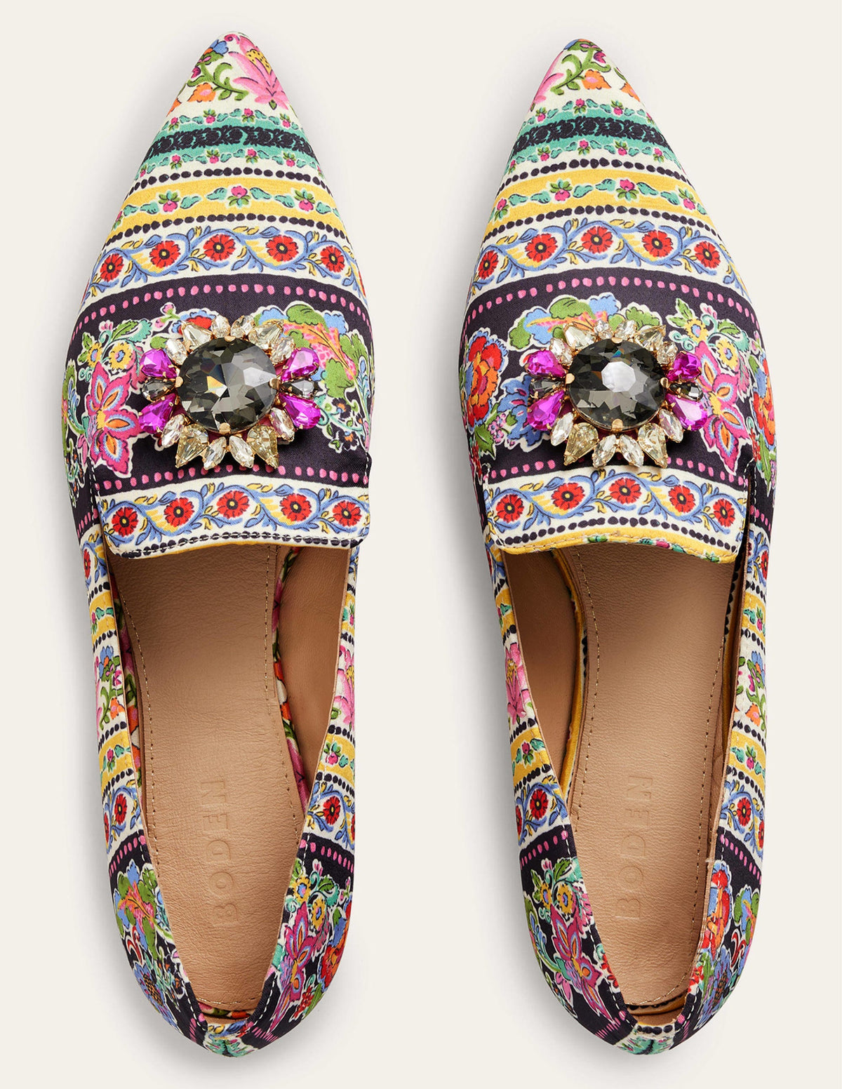Printed Embellished Loafers-Carnation Bloom - Image 4