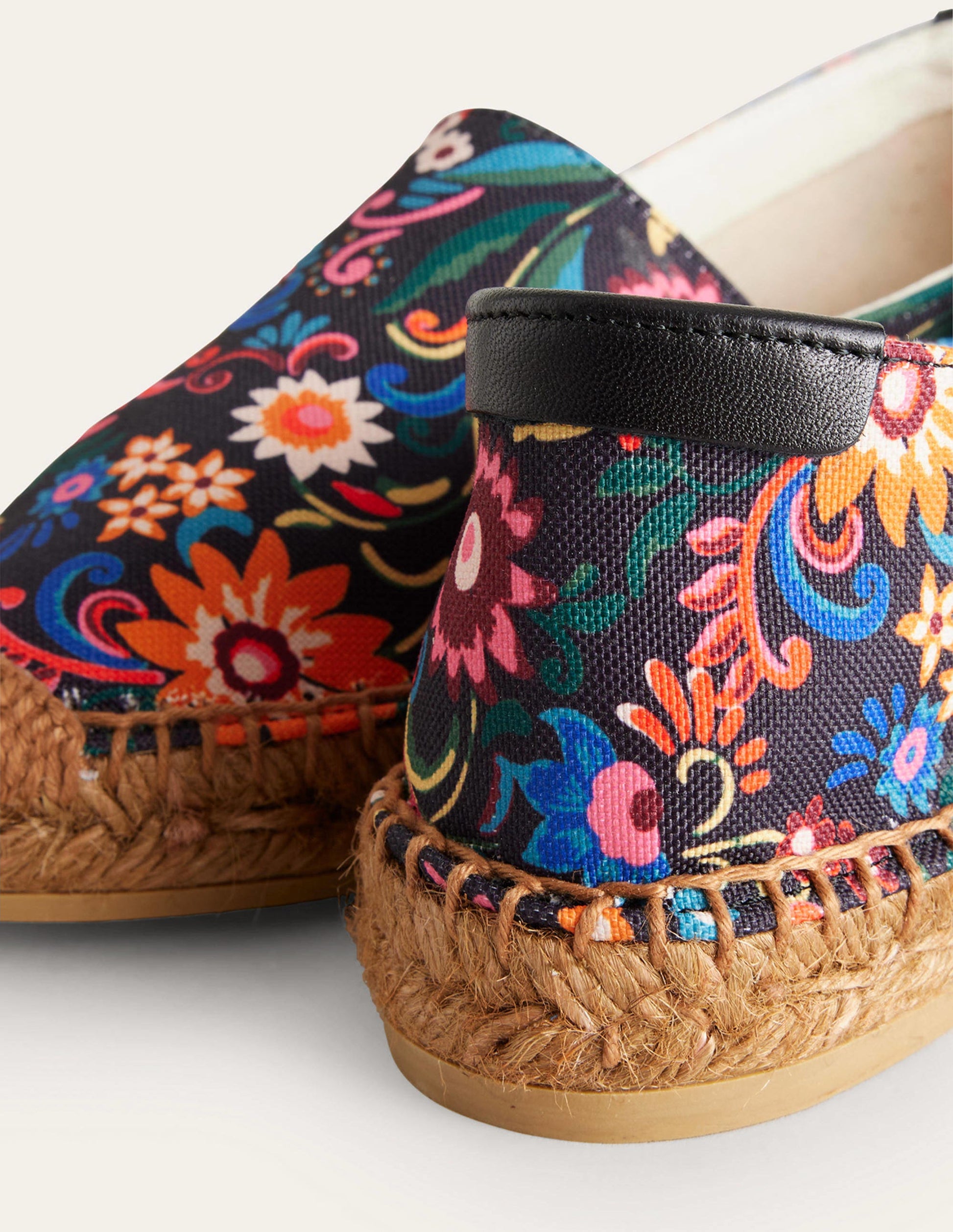 Classic Flat Espadrilles-Black, Gardenia Pop-3