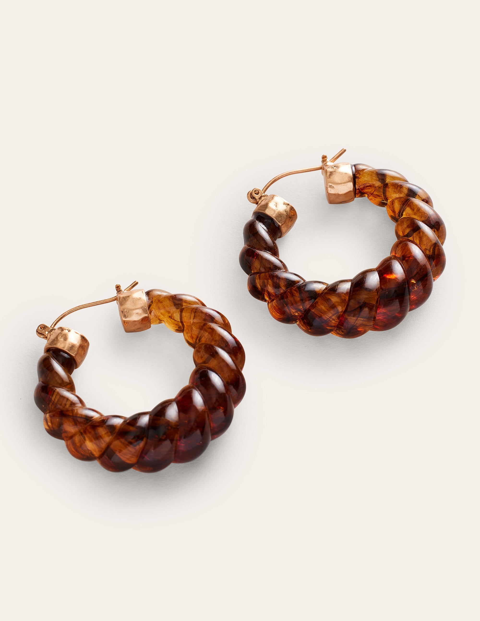 Croissant Resin Hoop Earrings-Tortoise - Image 1