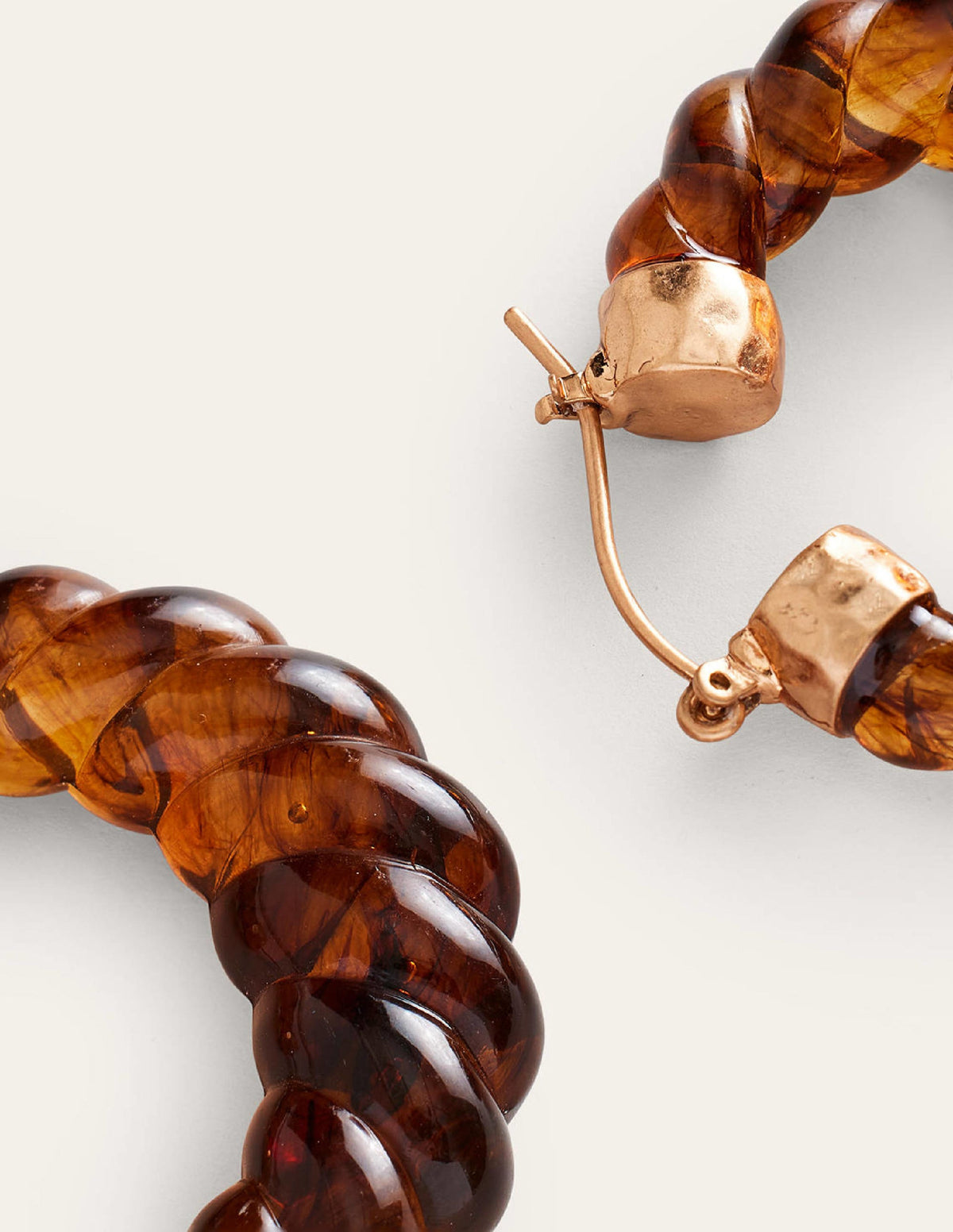 Croissant Resin Hoop Earrings-Tortoise - Image 2