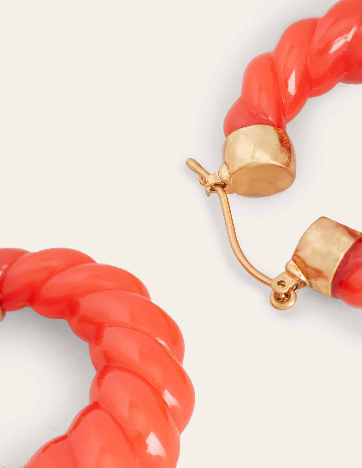 Croissant Resin Hoop Earrings-Coral - Image 2