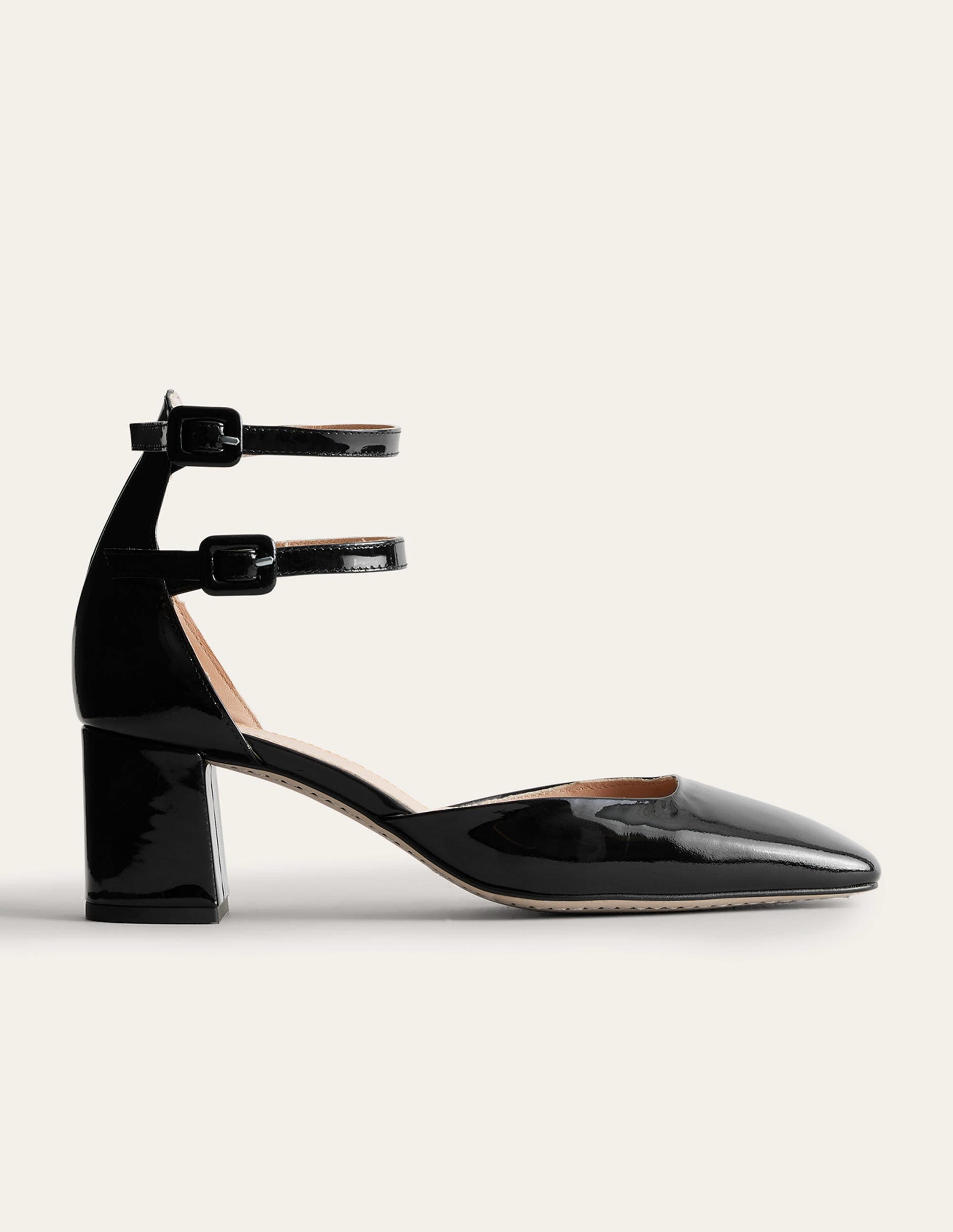 Patent Leather Block Heels-Black - Image 2