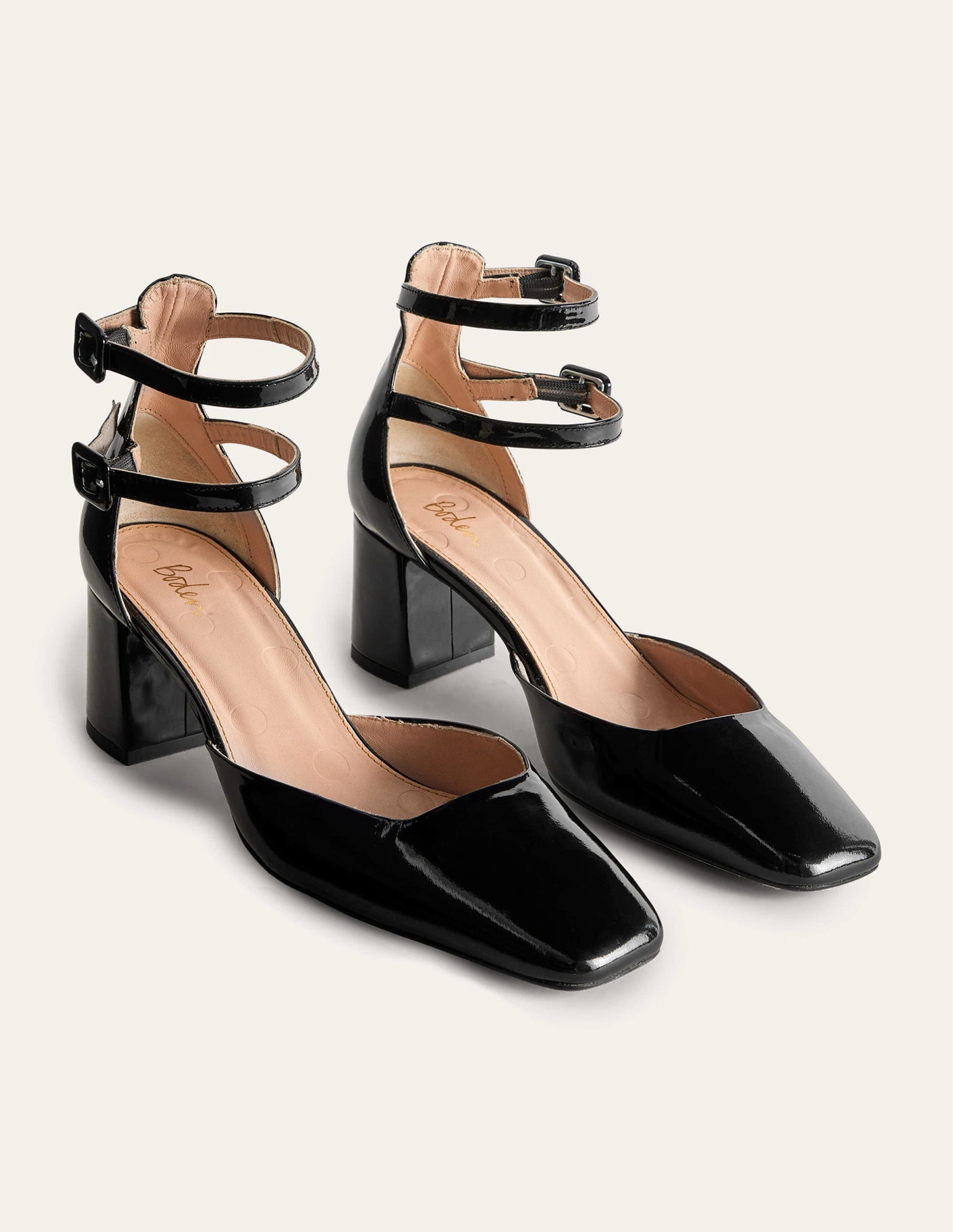 Patent Leather Block Heels-Black-3