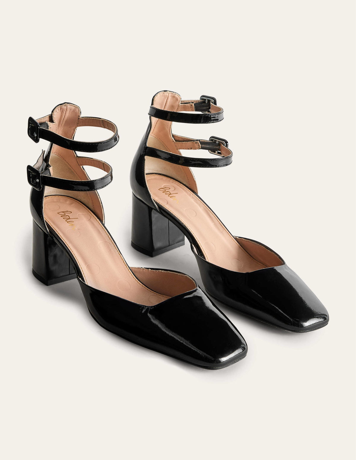 Patent Leather Block Heels-Black - Image 3