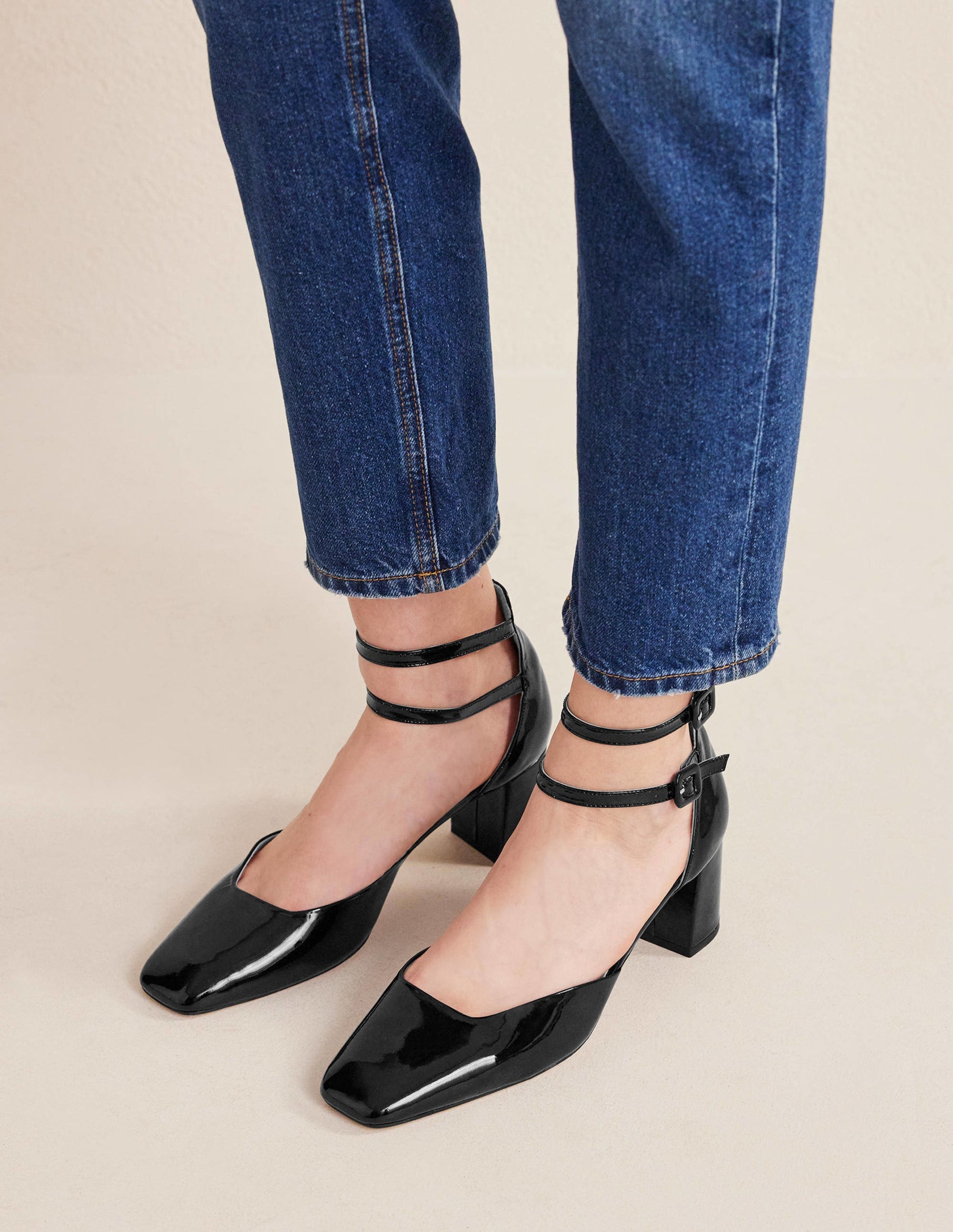 Patent Leather Block Heels-Black-1
