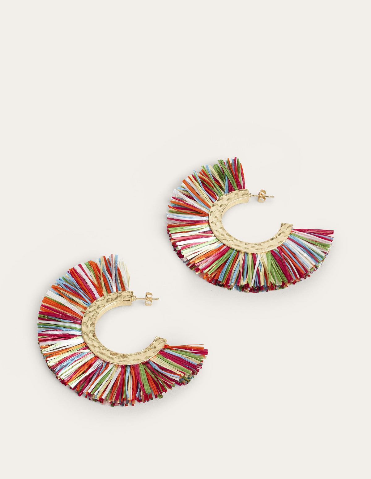 Raffia Hoop Earrings-Multi - Image 1