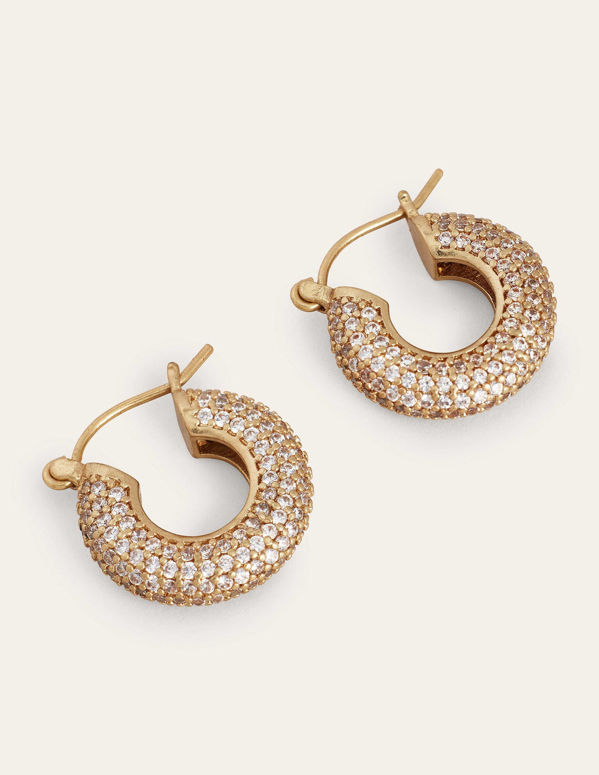 Pavé Hoop Earrings-Gold - Image 1
