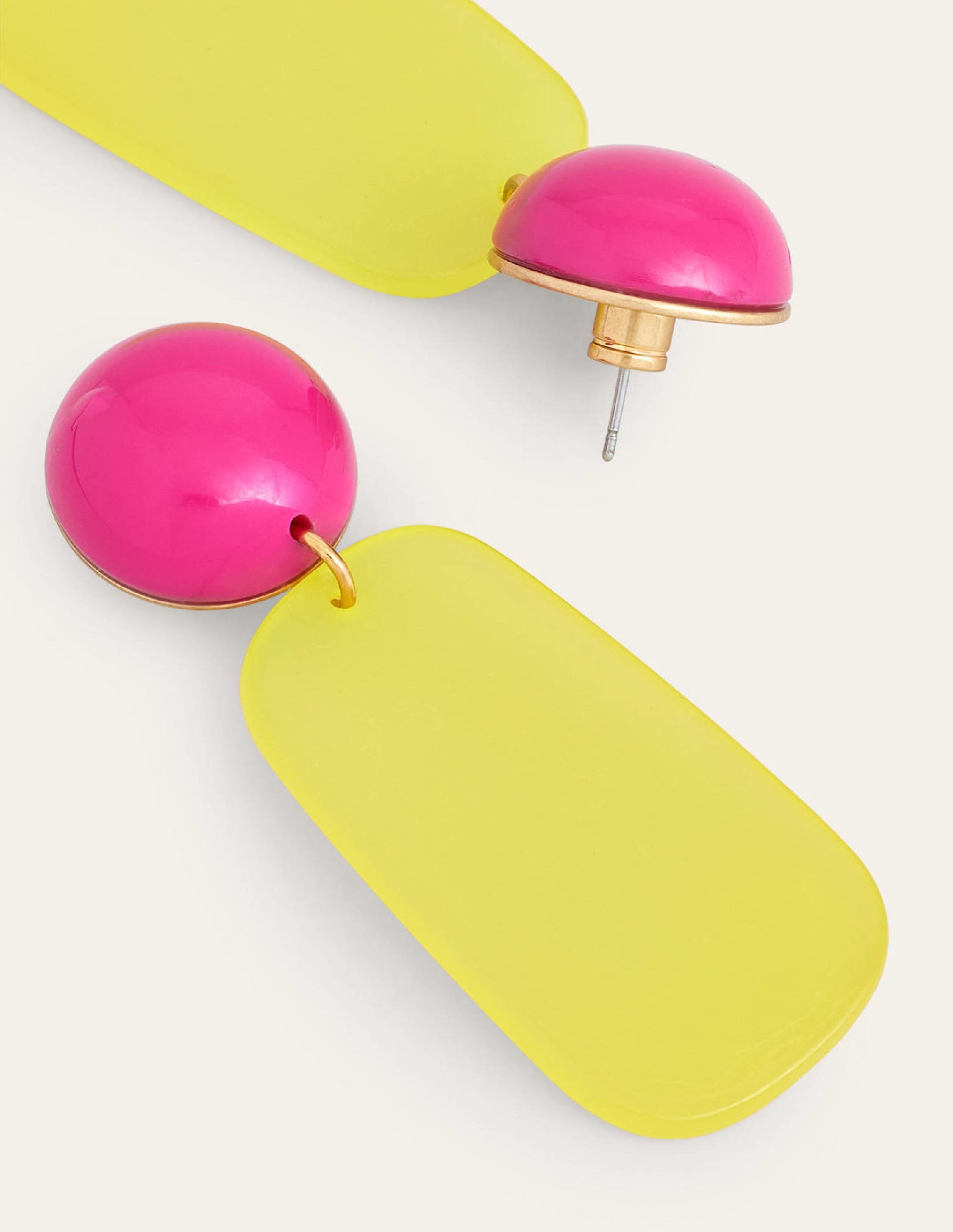 Resin Drop Earrings-Yellow - Image 2