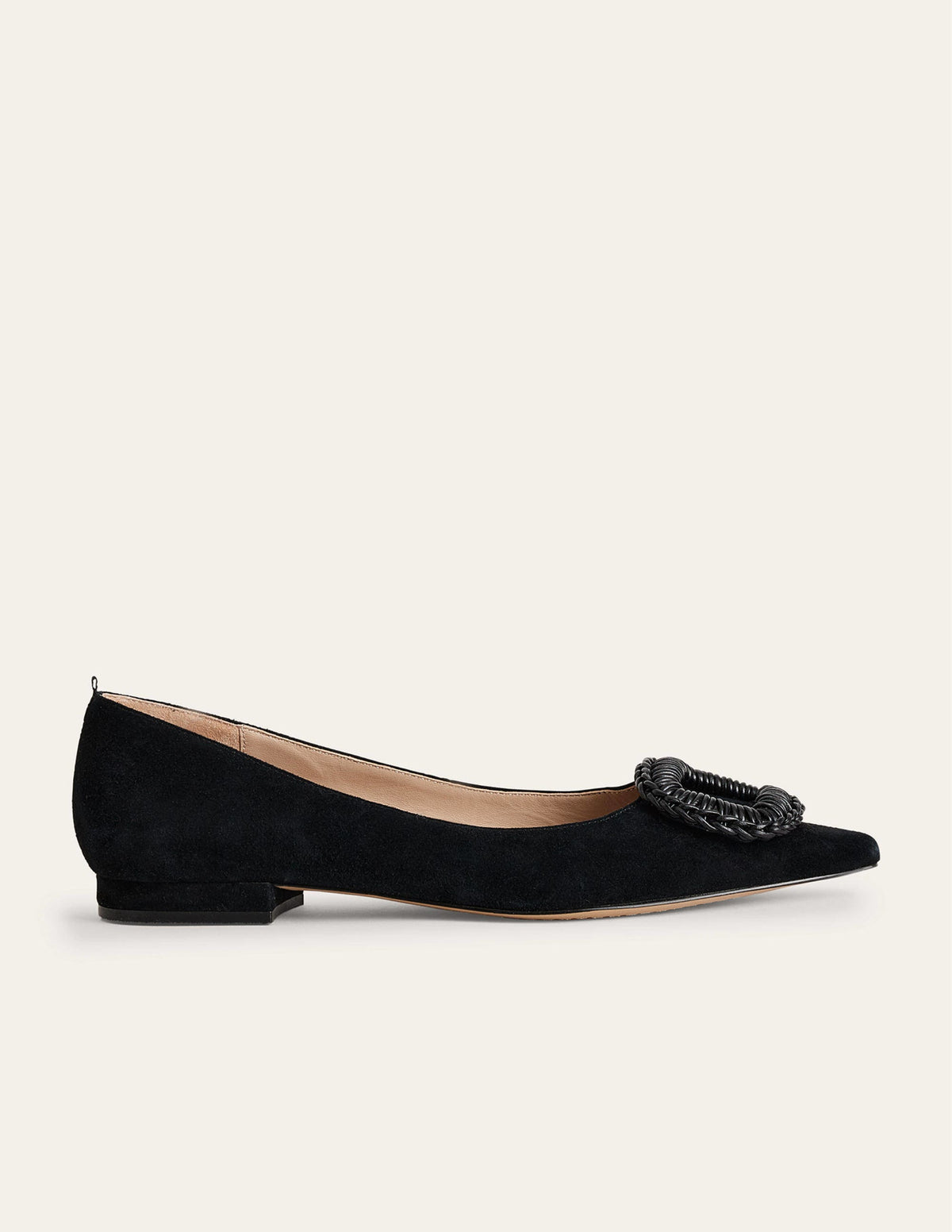 Pointed Ballet Flats-Black Suede - Image 1