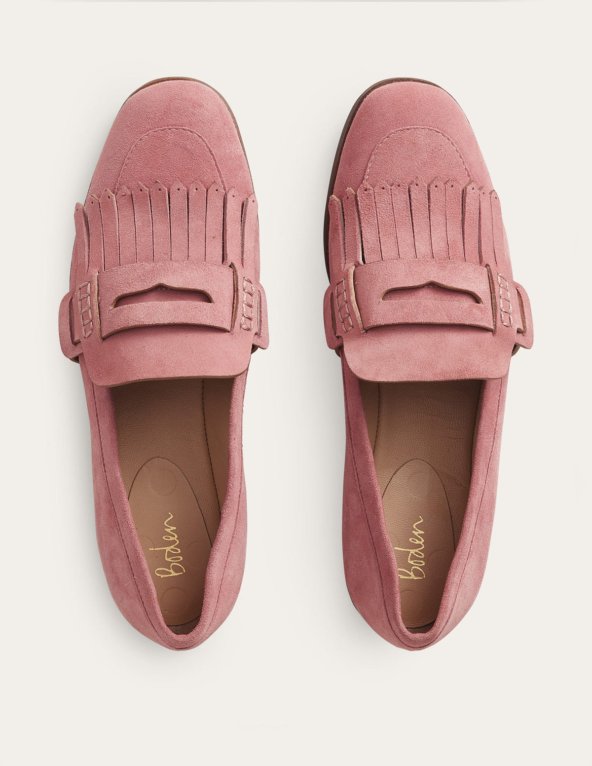 Penny Detail Loafers-Blush Suede-4