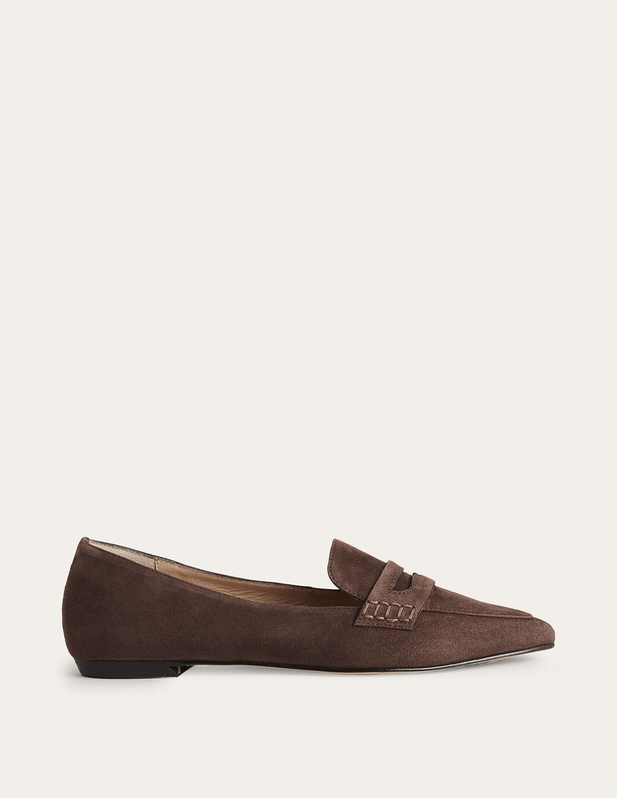Pointed Toe Penny Loafers-Chocolate Suede-1