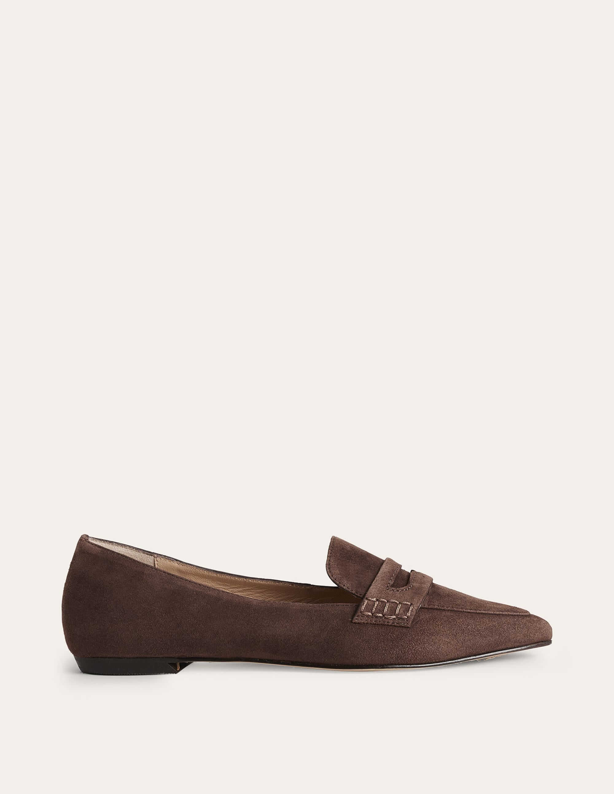 Pointed Toe Penny Loafers-Chocolate Suede - Image 1