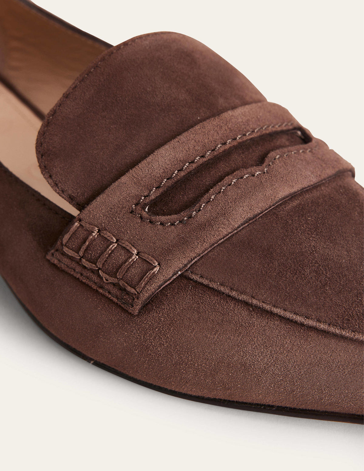 Pointed Toe Penny Loafers-Chocolate Suede - Image 3