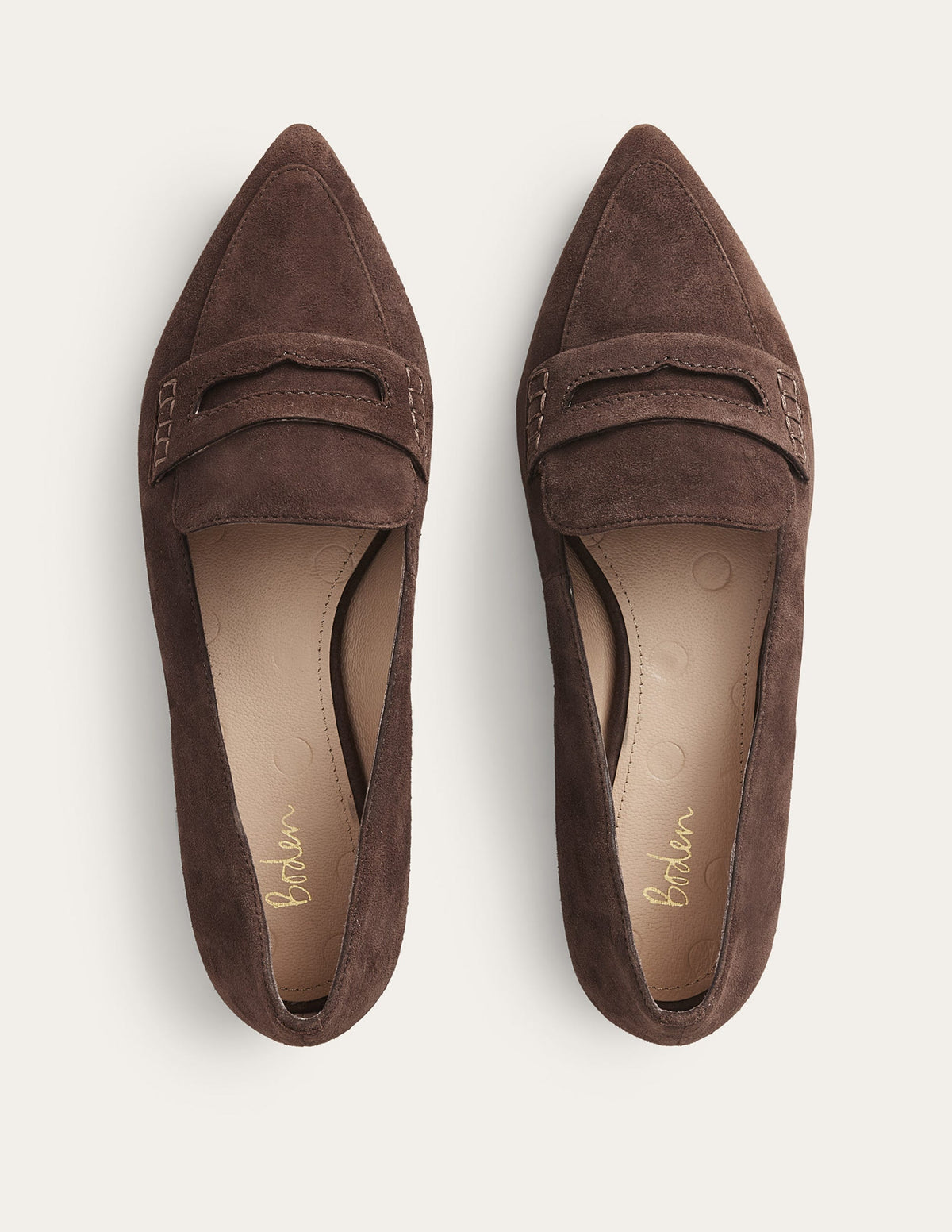 Pointed Toe Penny Loafers-Chocolate Suede-4