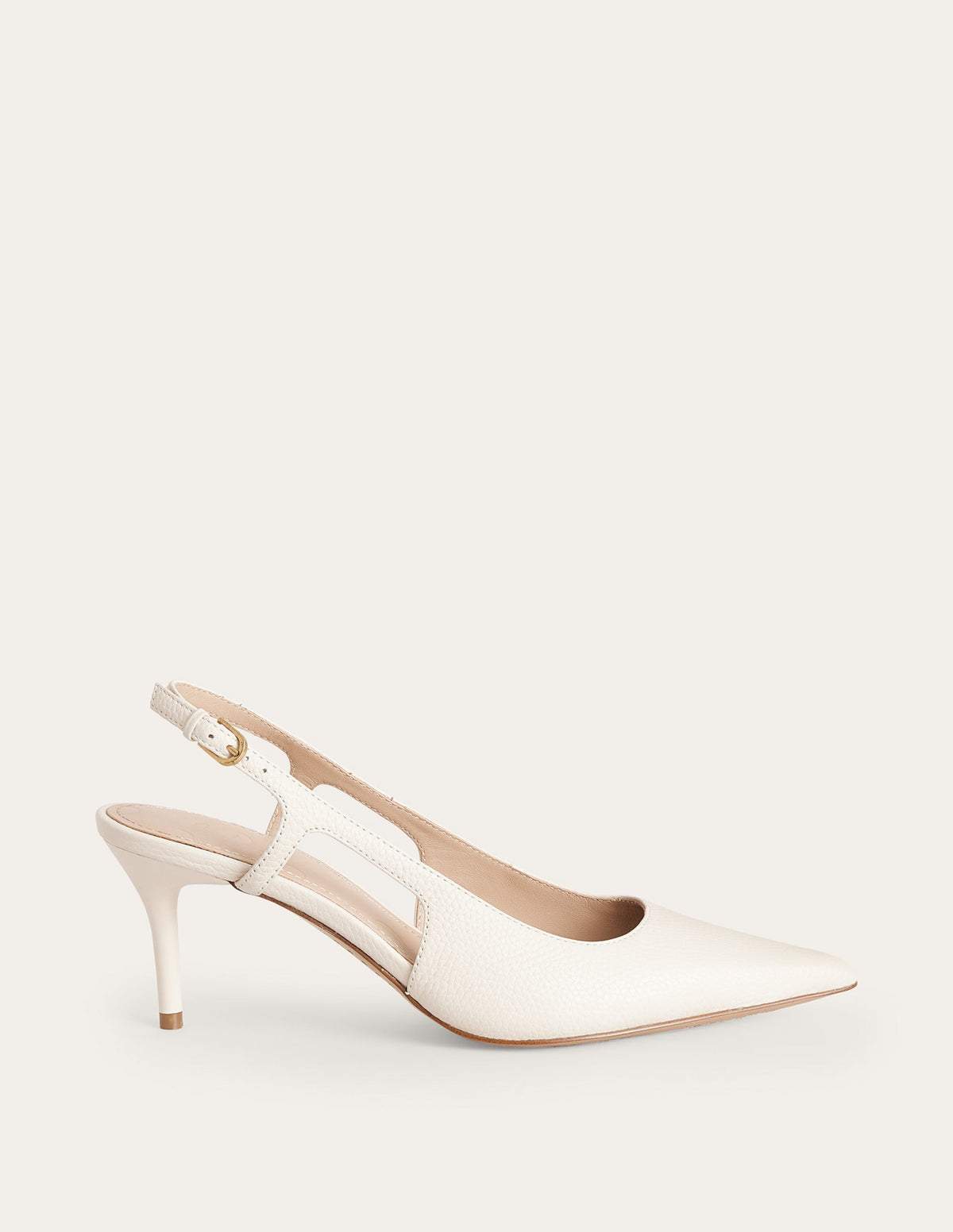 Cut Out Sling Back Heels-Off White Tumbled Leather-2