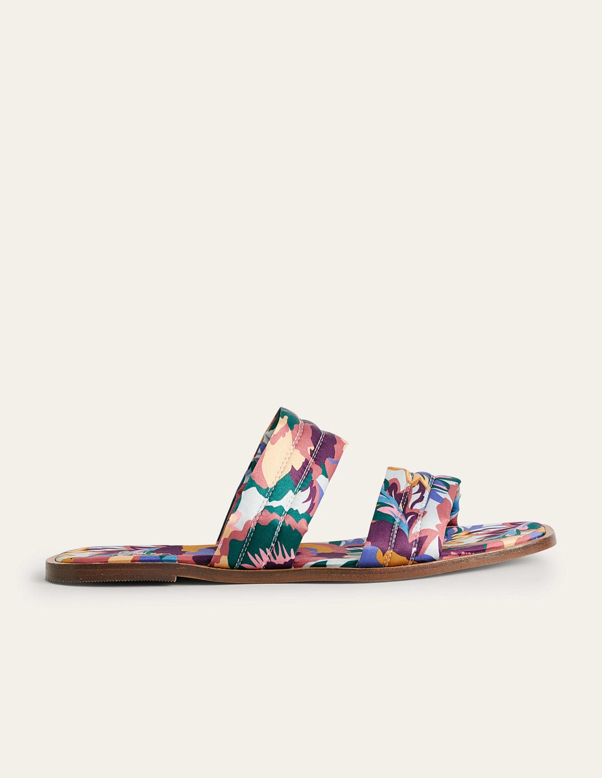 Printed Satin Slide Sandals-Multi, Abstract Rose-1