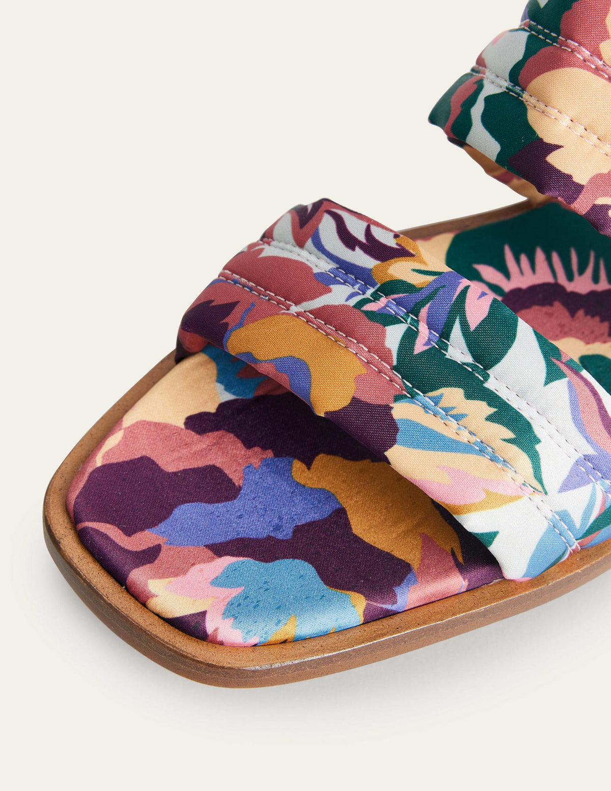 Printed Satin Slide Sandals-Multi, Abstract Rose-3