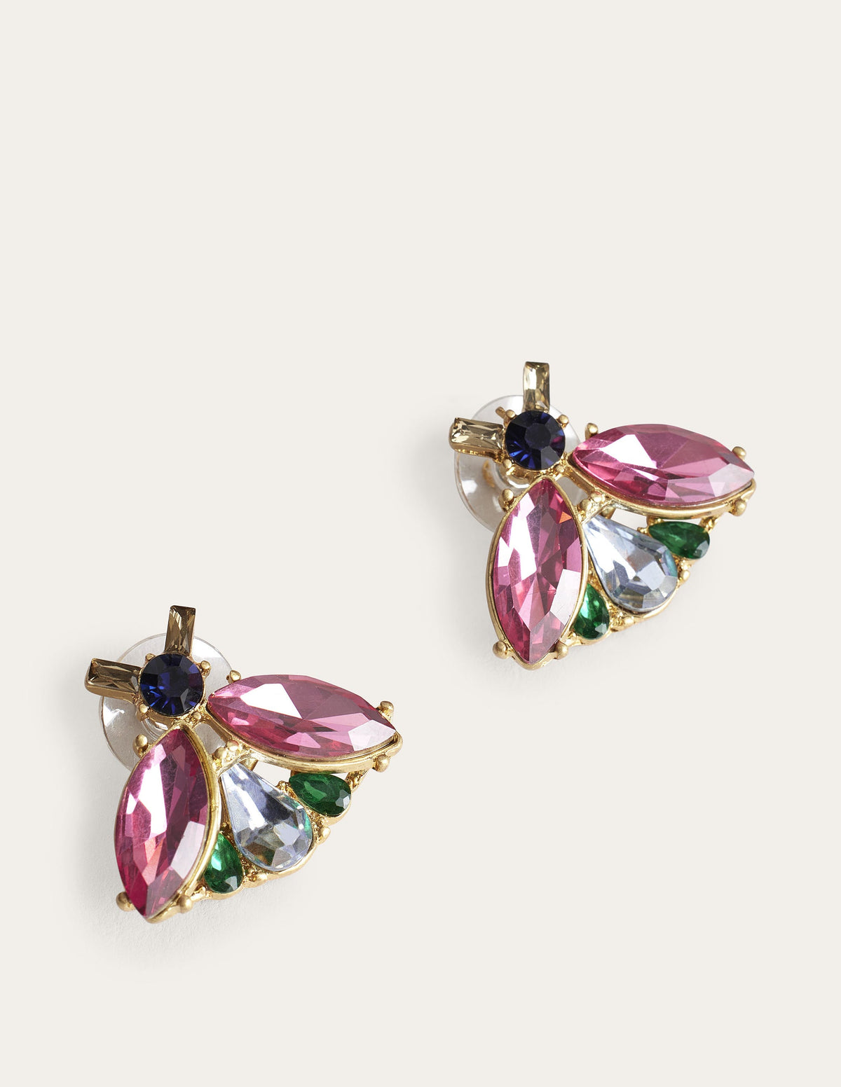 Embellished Bee Stud Earrings-Blue & Pink - Image 2