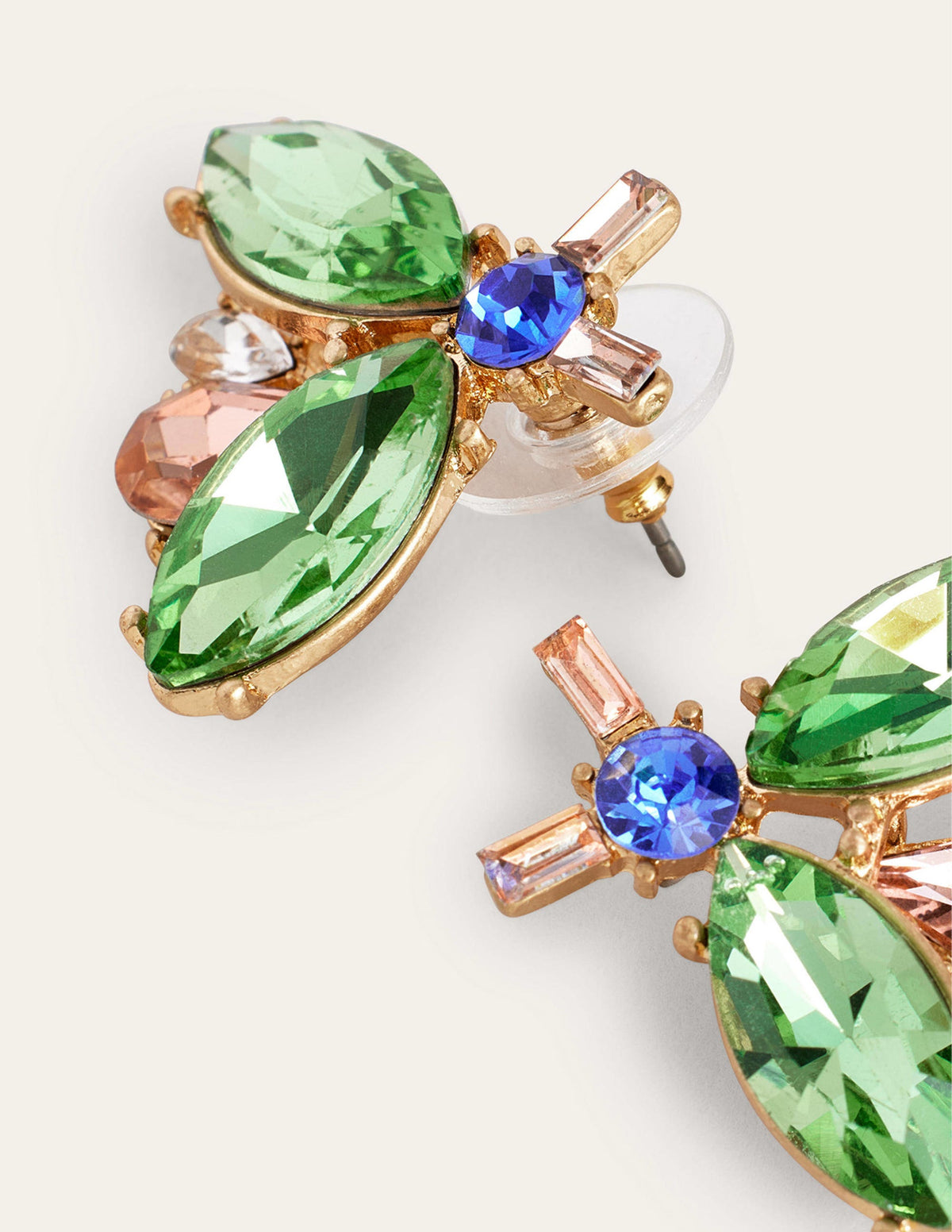 Embellished Bee Stud Earrings-Pink & Green - Image 3