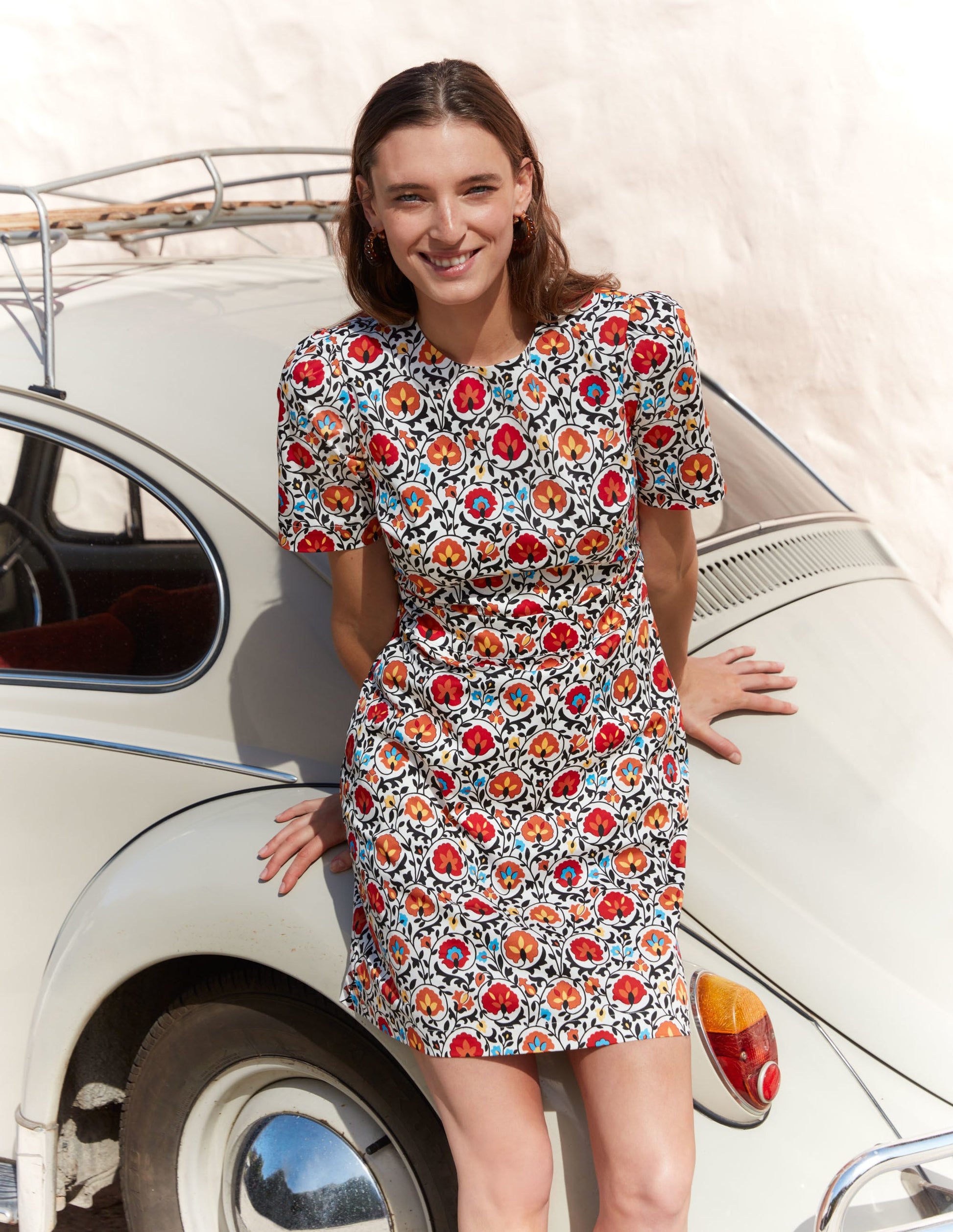 Cotton Mini Shift Dress-Multi, Enchanting Bloom-5
