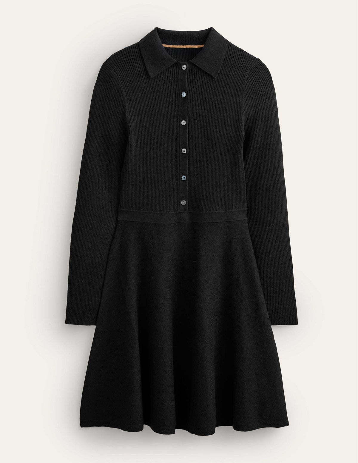 Rib Detail Knitted Mini Dress-Black-5
