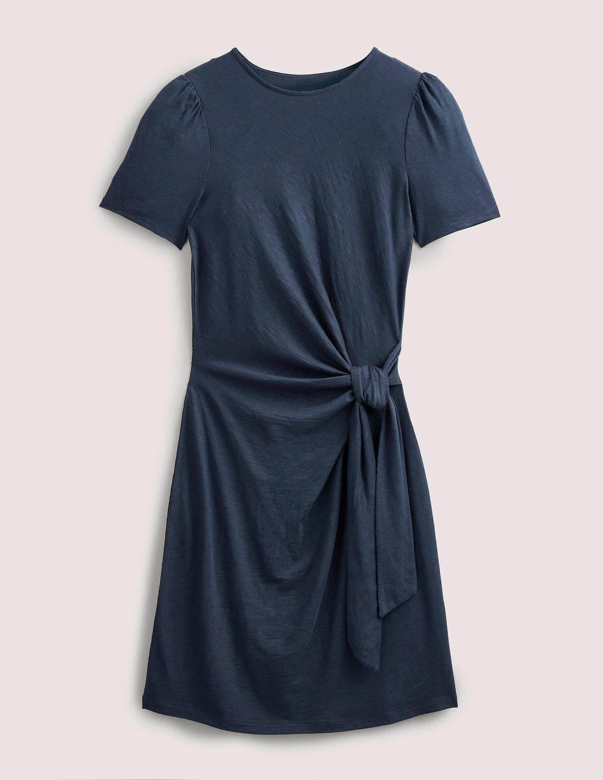 Knot Front Jersey Dress-Navy - Image 5