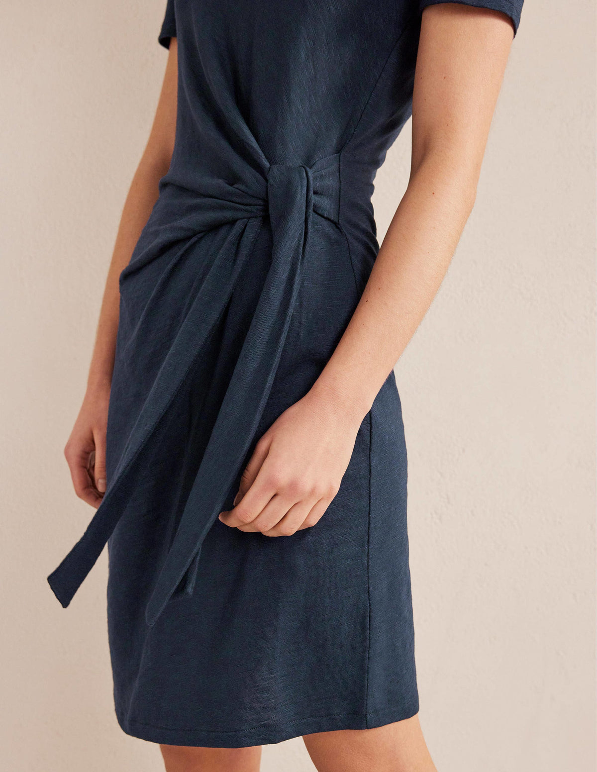 Knot Front Jersey Dress-Navy - Image 2